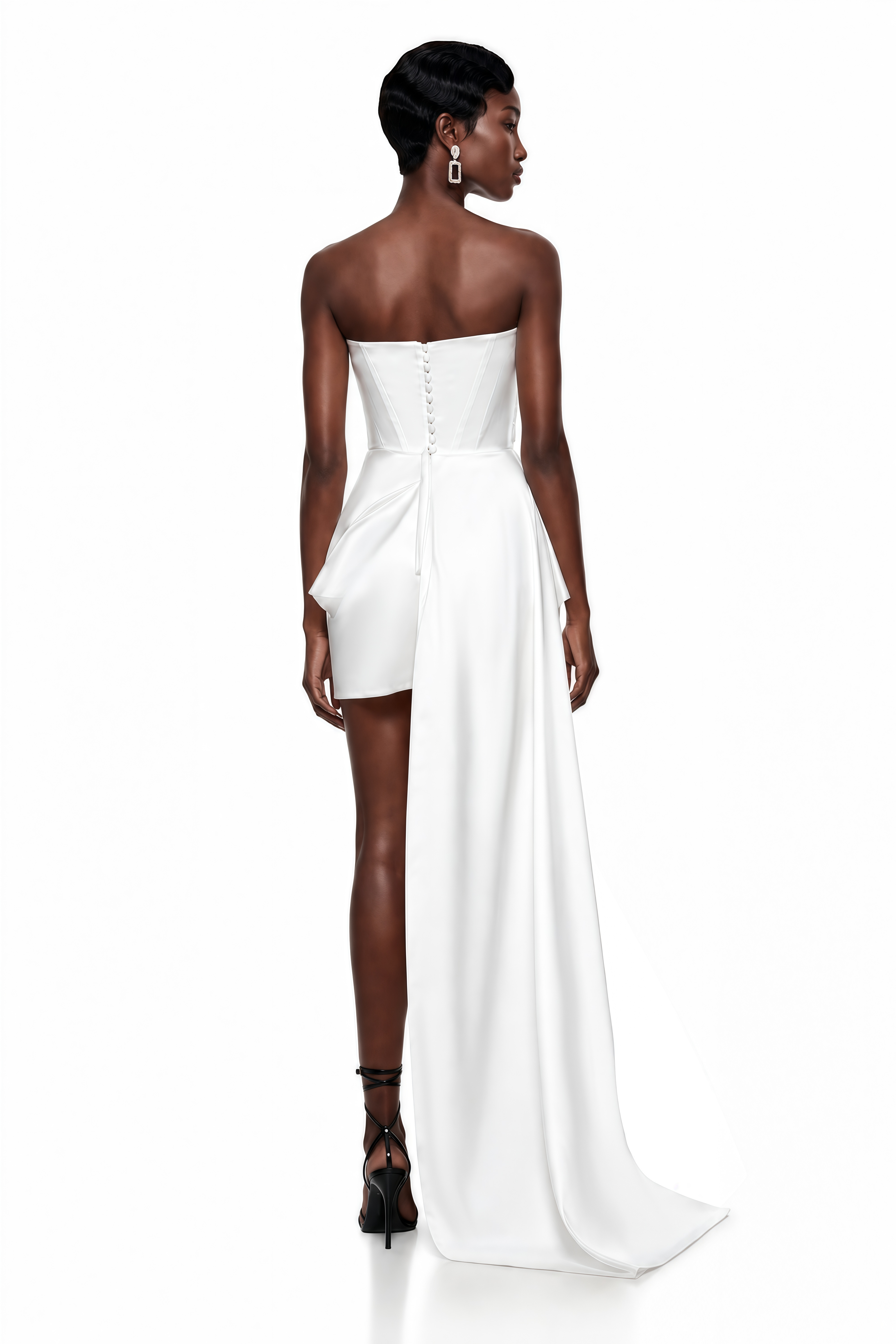 Gizem White Asymmetrical Ruched Mini Dress (Final Sale-US Only)