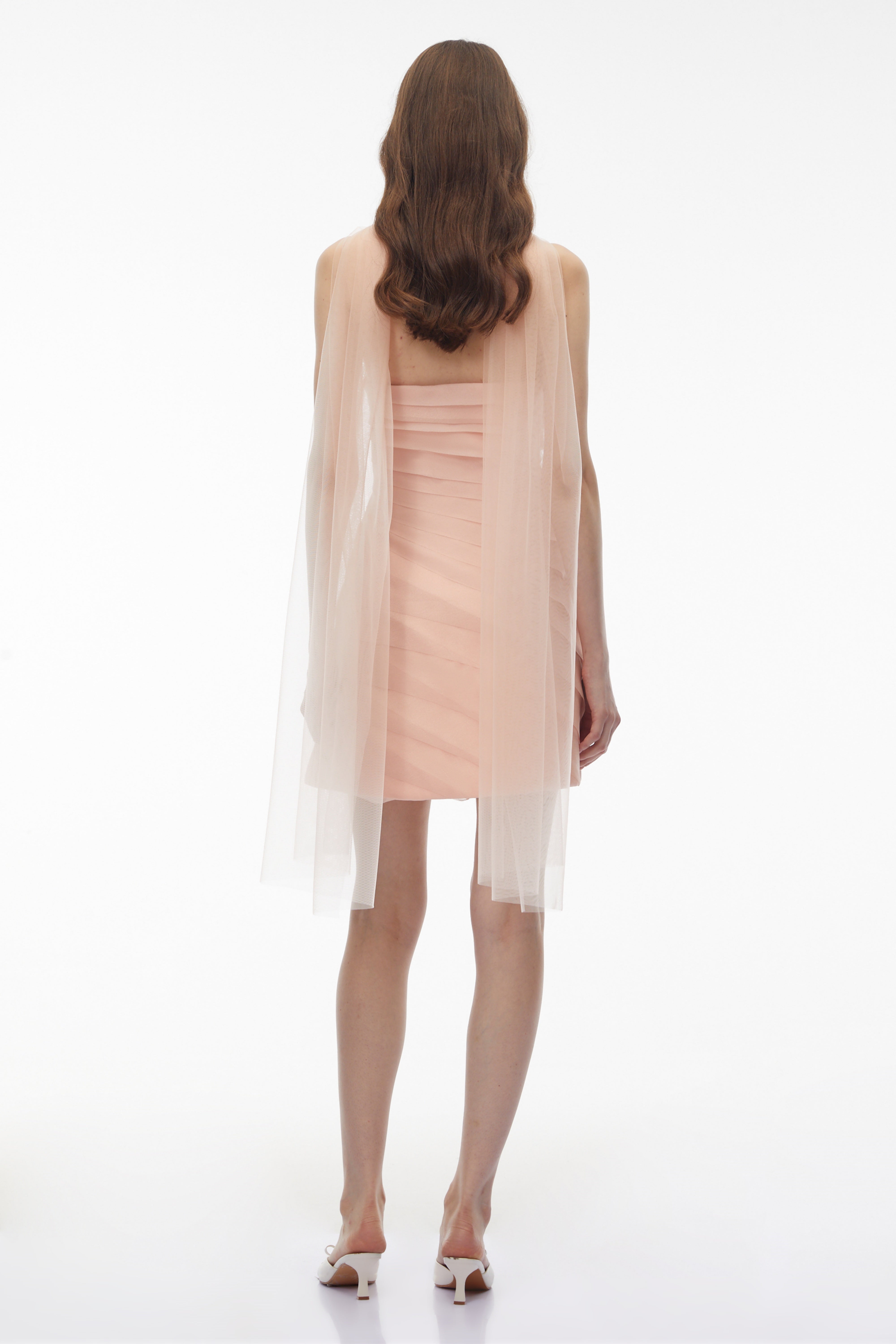 Gorgo Pink Sheer Mesh Pleated Mini Dress (Final Sale)