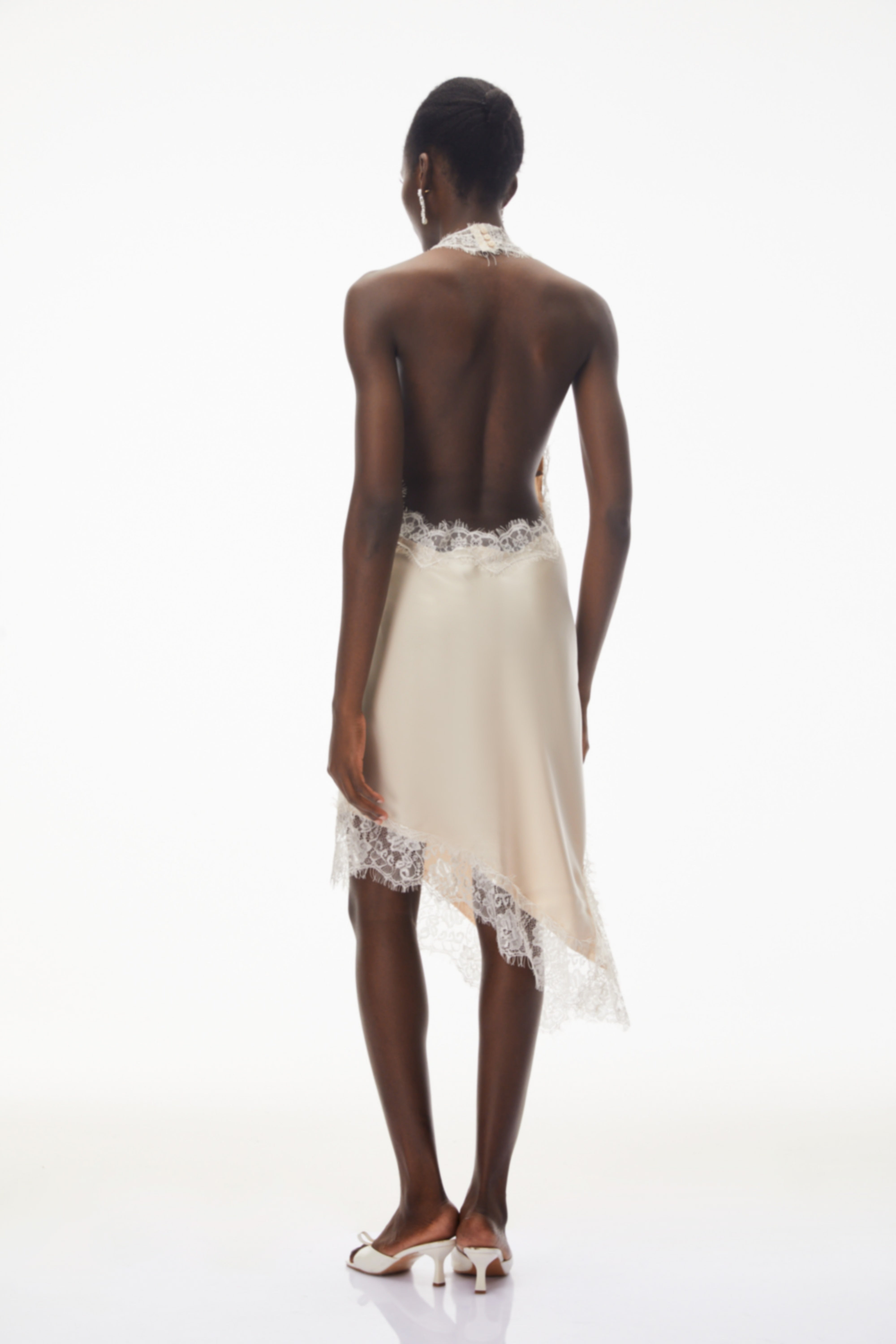 Mini-robe en satin à dos nu Gudrun, couleur neutre
