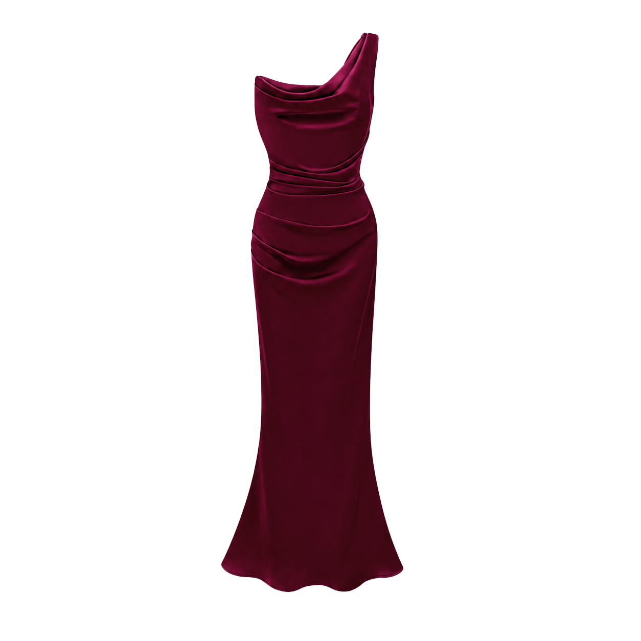Hannah Burgundy One Shoulder Satin Maxi Dress (Final Sale-US Only)