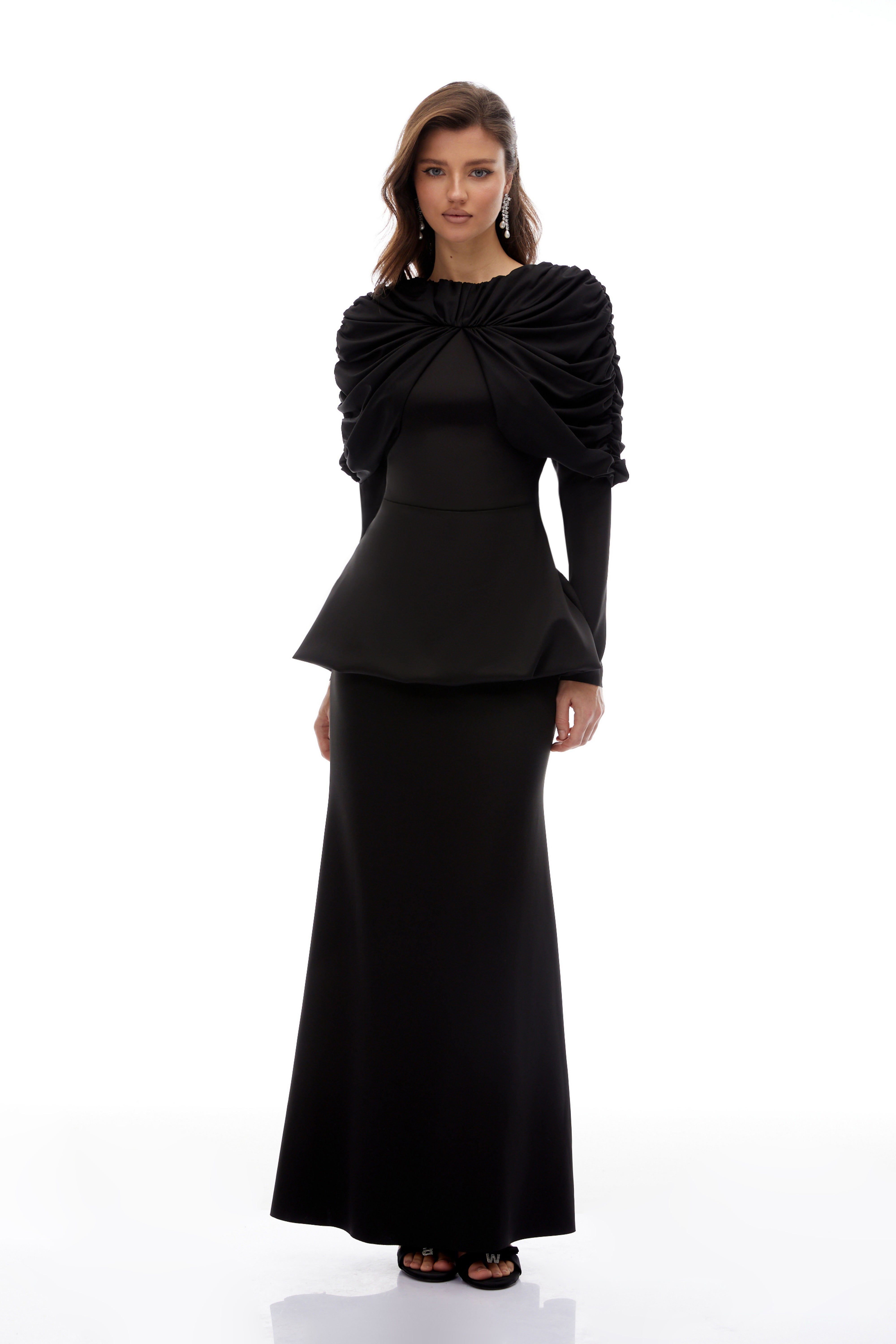Hedda Black Pleated Dress Set
