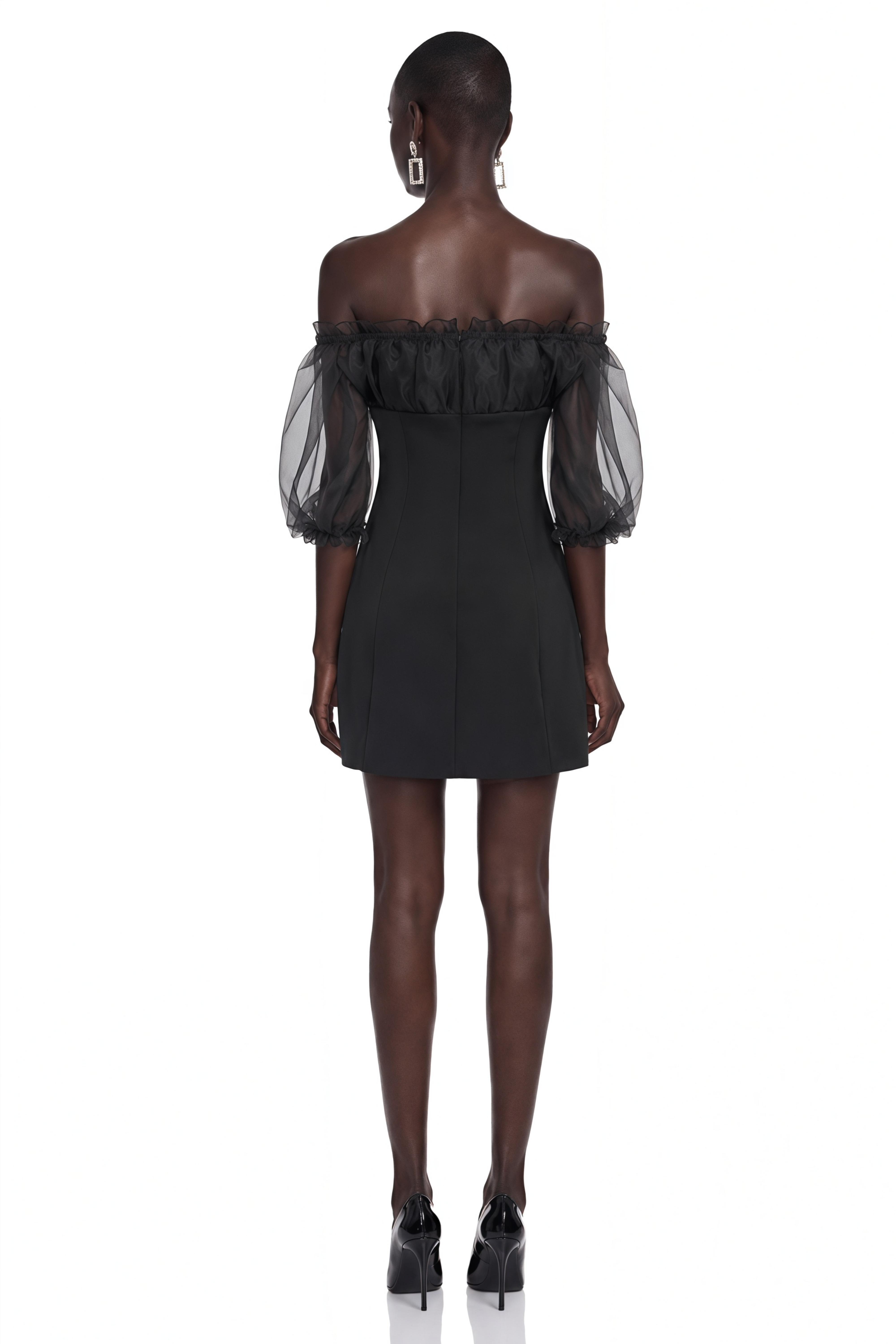Hortensia Black Off Shoulder Ruffled Mini Dress
