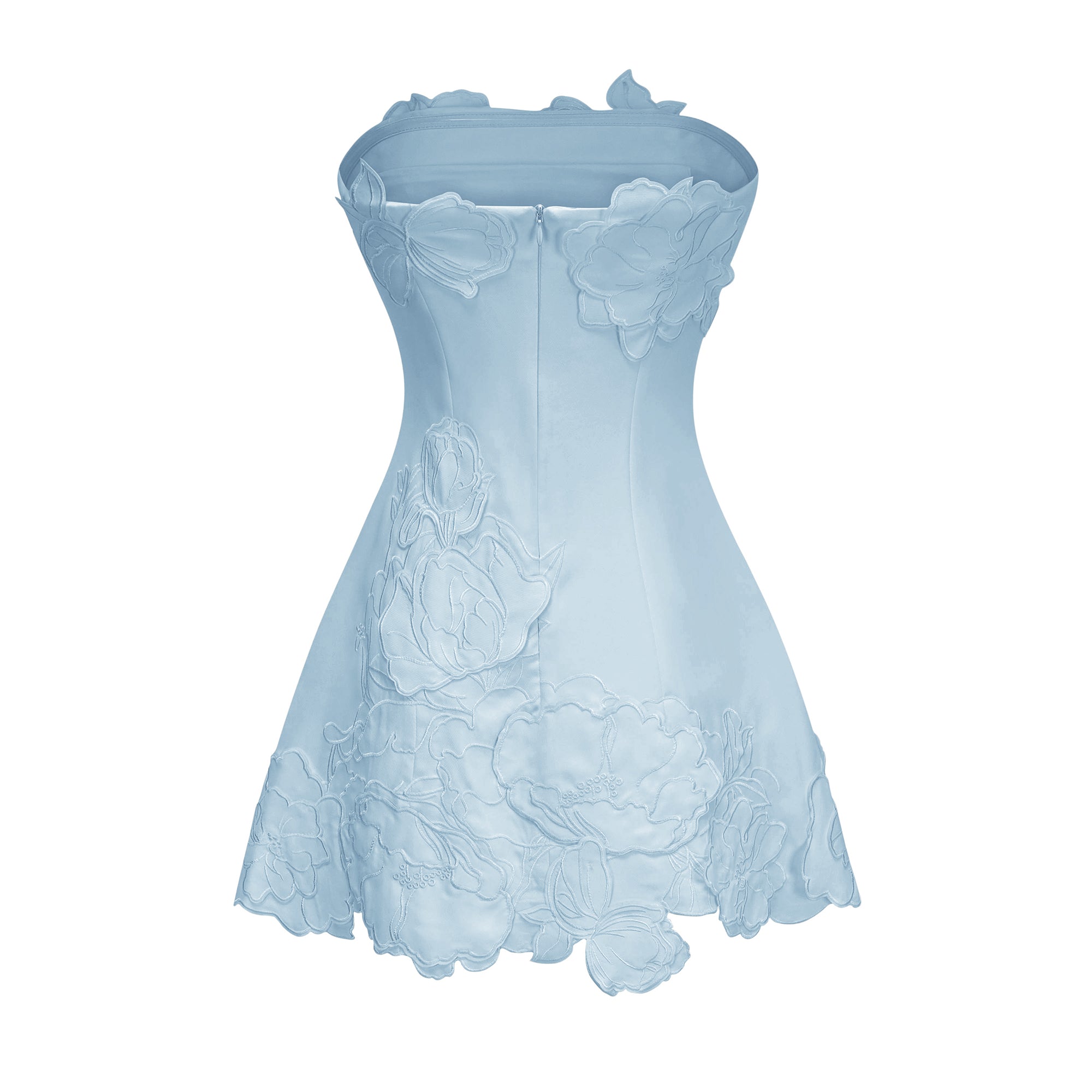 Inga Blue Strapless Floral Embroidered Mini Dress (Final Sale-US Only)