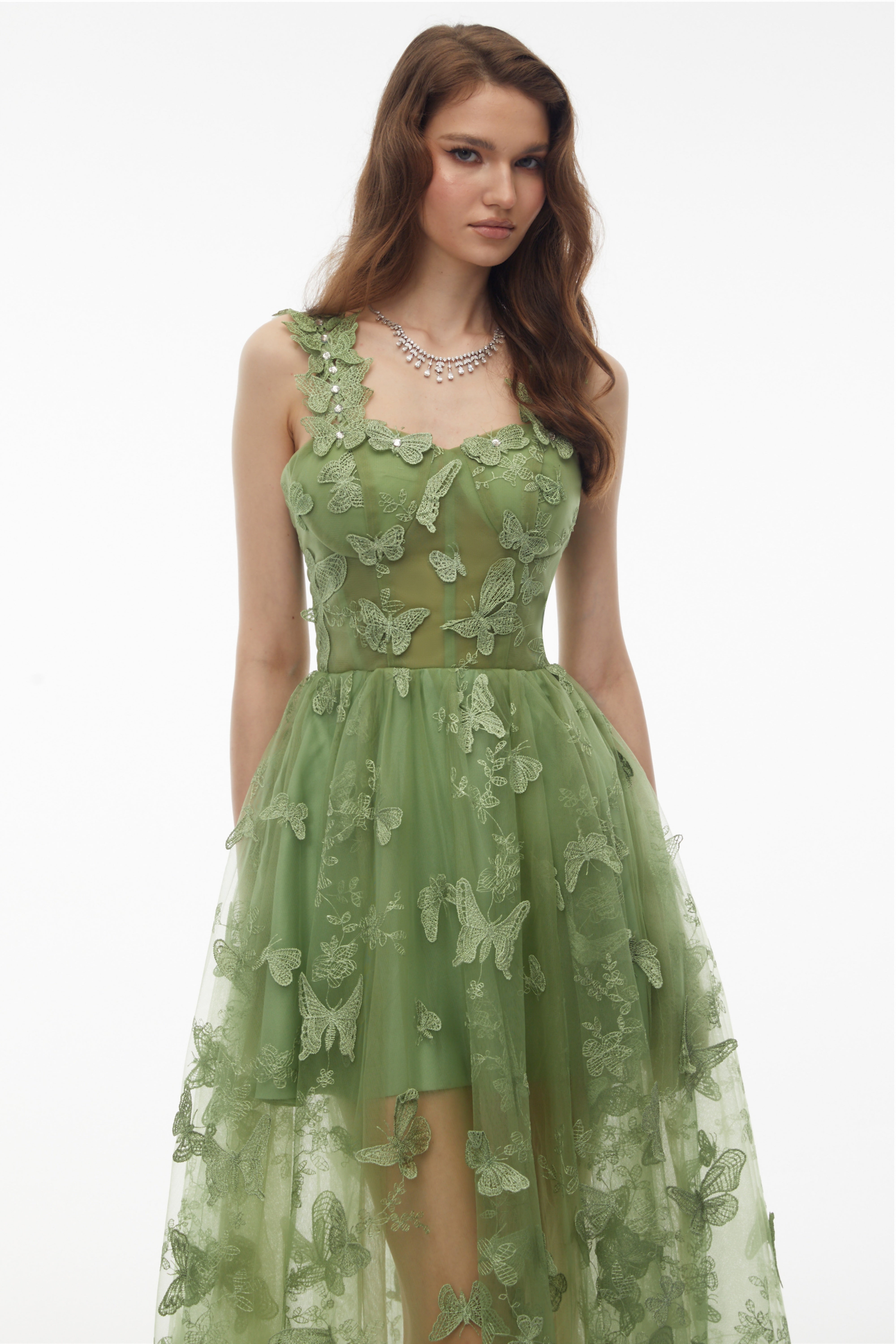 Iris Sage Green Tulle Maxi Dress with 3D Florals (Final Sale-US Only)