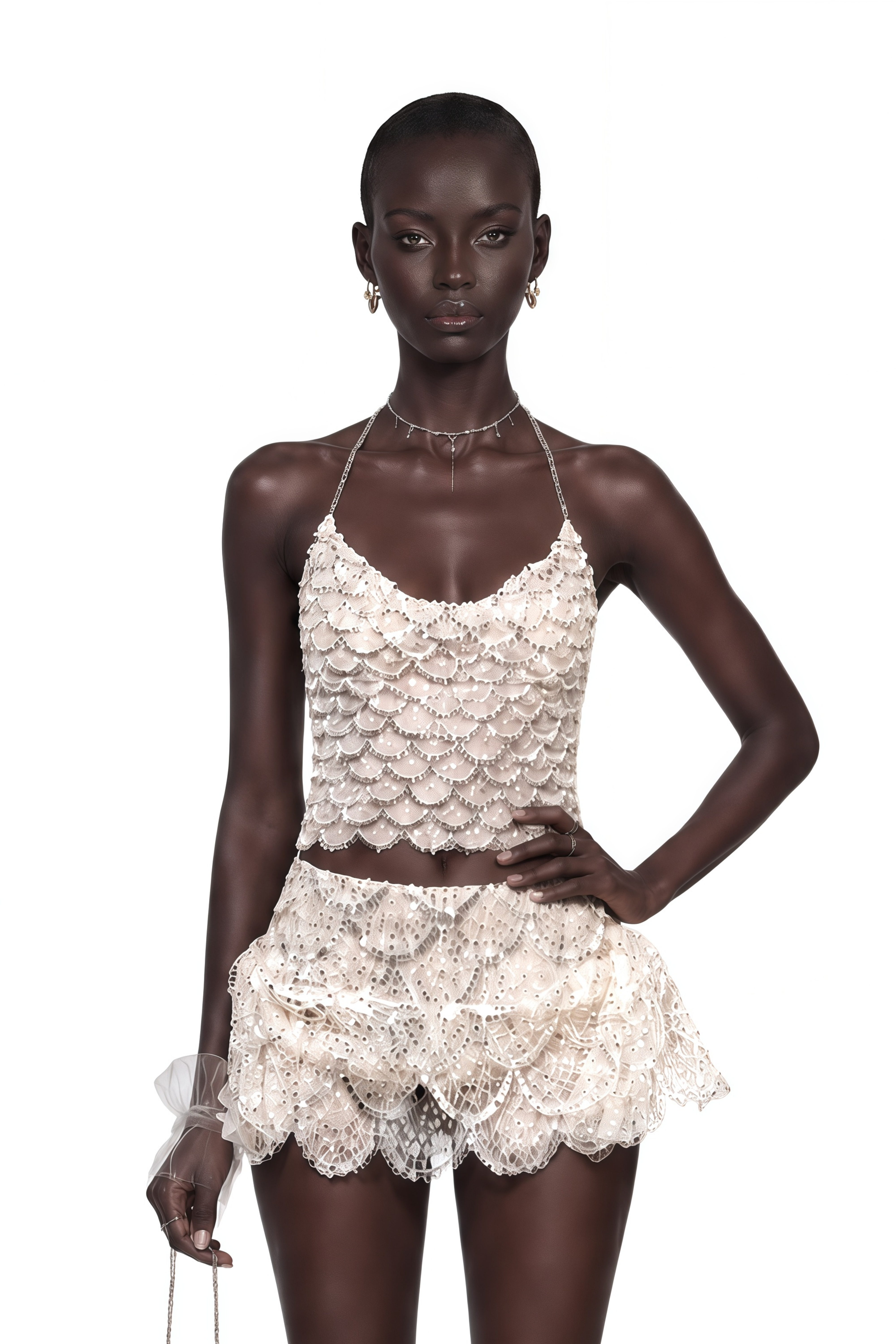 Isabelle Champagne Sequin Top & Skirt Set (Final Sale-US Only)