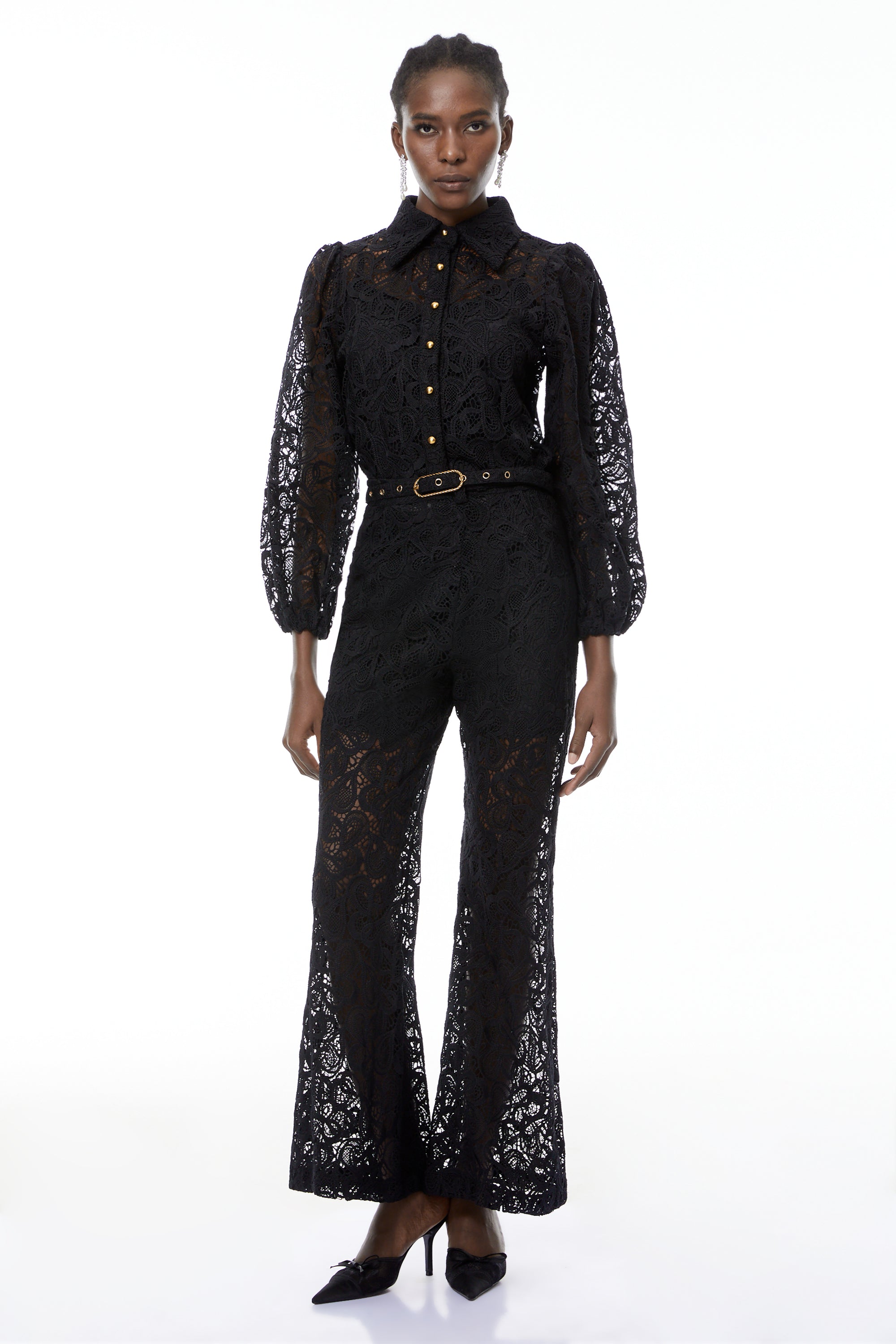 Ensemble chemisier et pantalon en dentelle à motifs floraux Jacqueline Black (vente définitive)