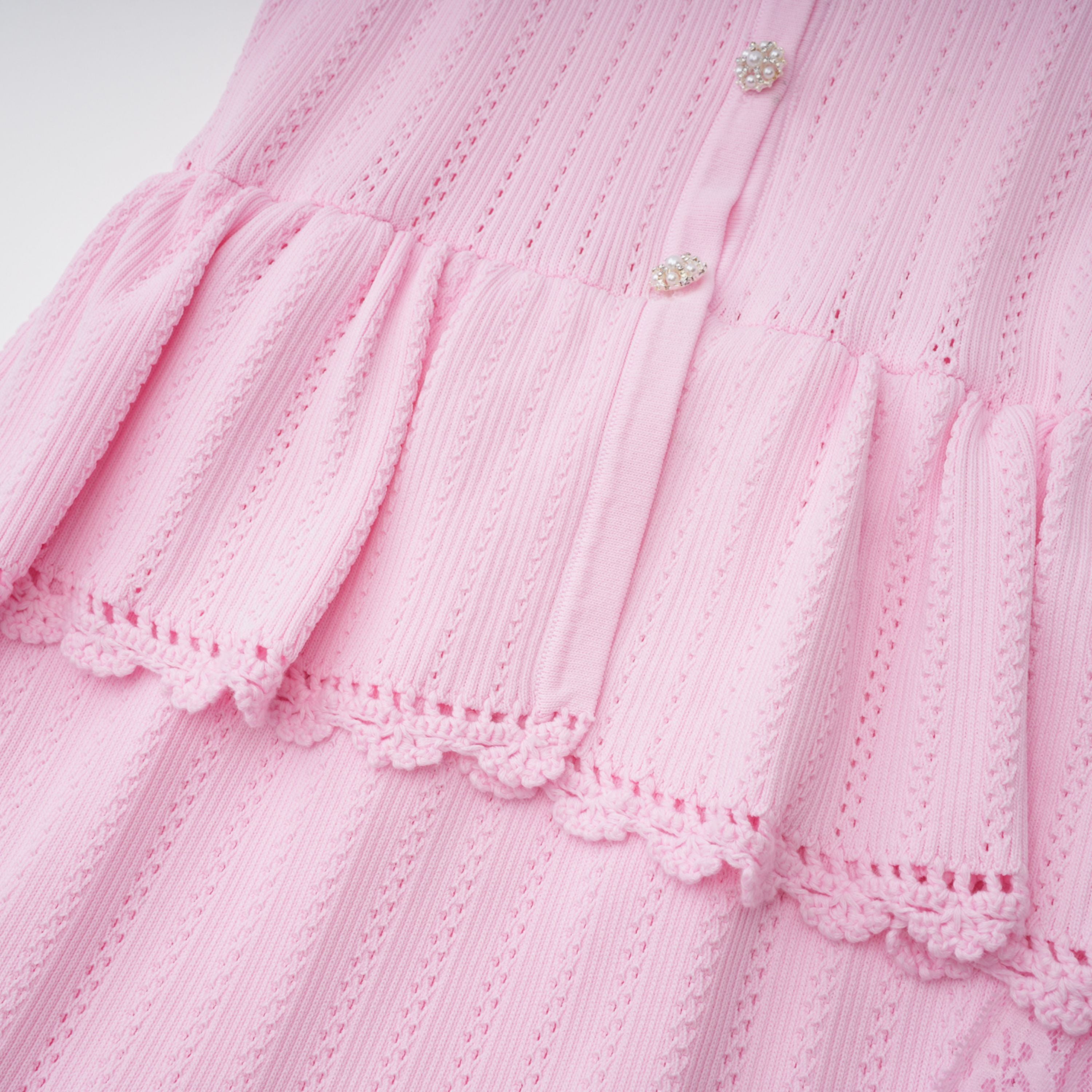 Jocasta Pink Stretch Lace Knit Midi Dress (Final Sale-US Only)
