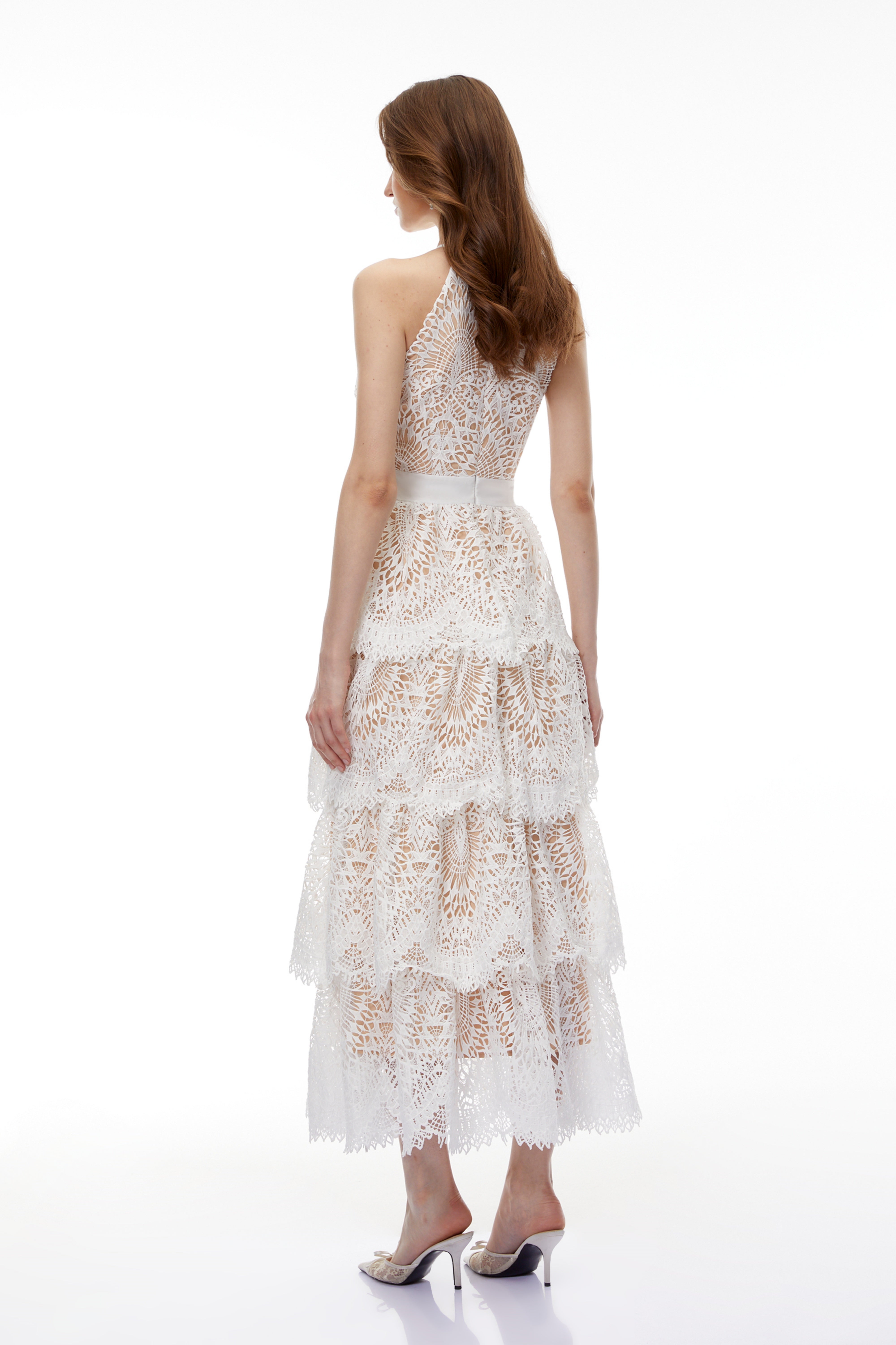 Jocaste White Halterneck Lace Maxi Dress (Final Sale-US Only)