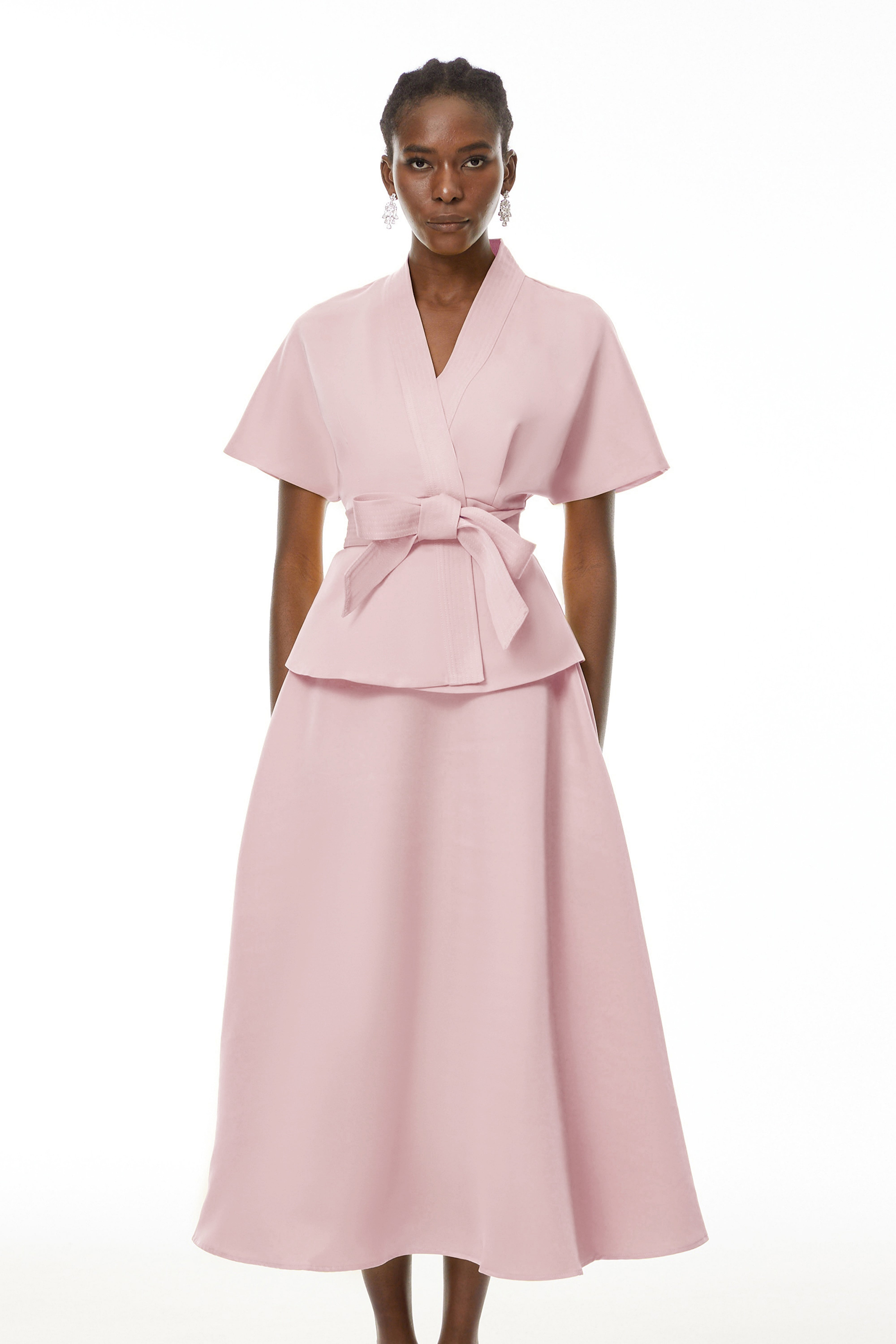 Self-Tie Blouse & Skirt