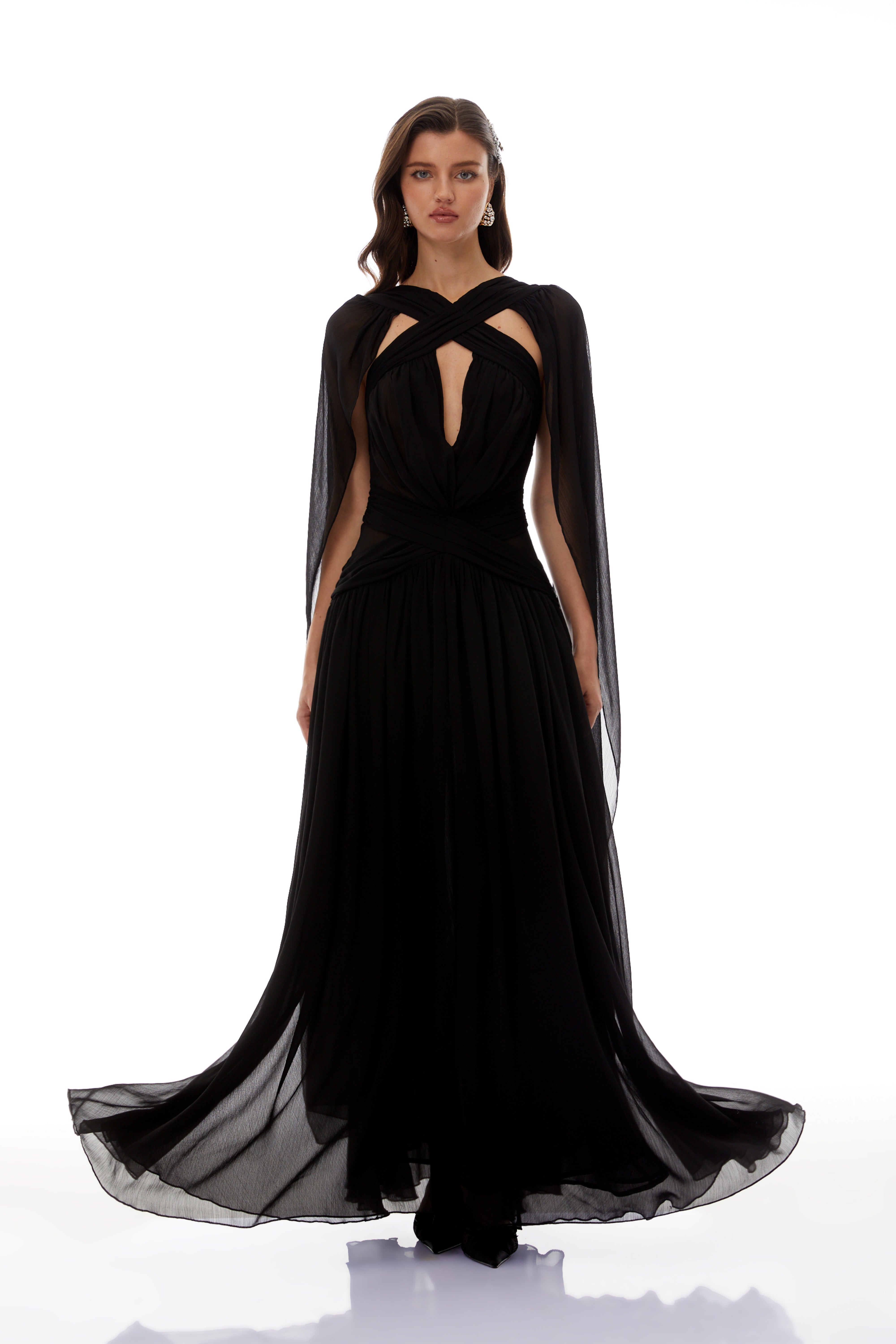 Jorge Black Open Back Ribbon Maxi Dress (Final Sale)