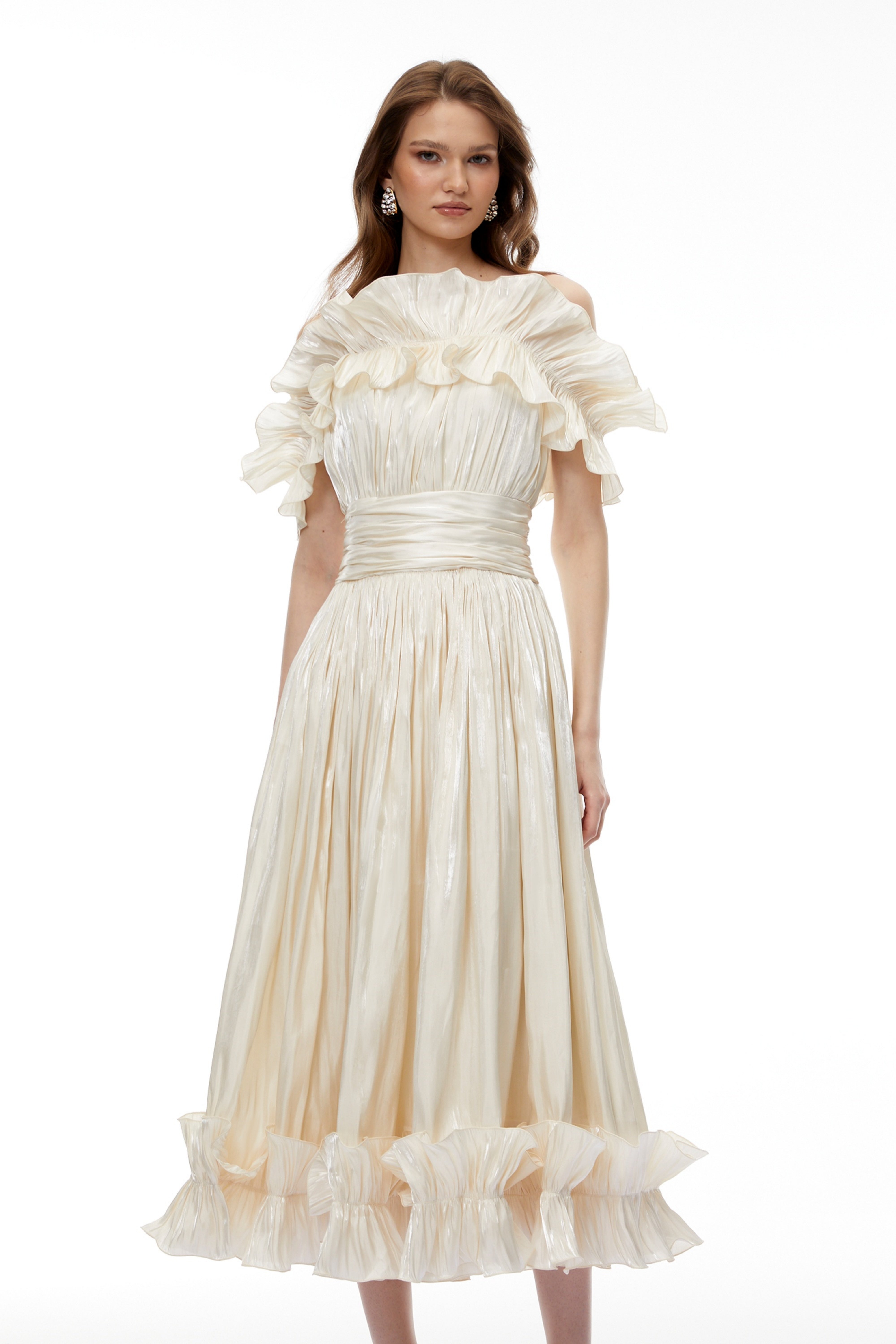 Kalliope Champagne Glitter Maxi Dress (Final Sale-US Only)