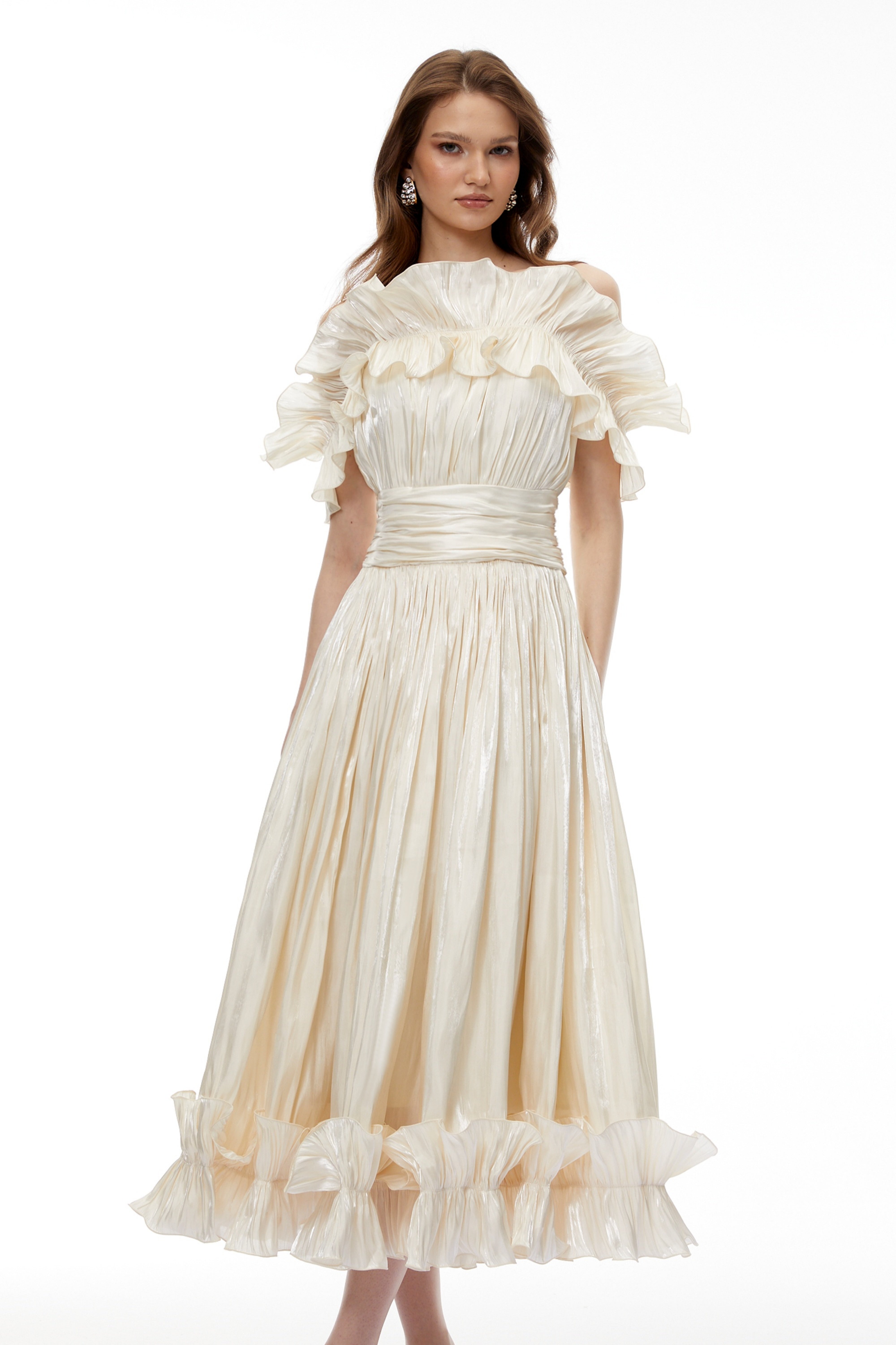 Kalliope Champagne Glitter Maxi Dress (Final Sale-US Only)