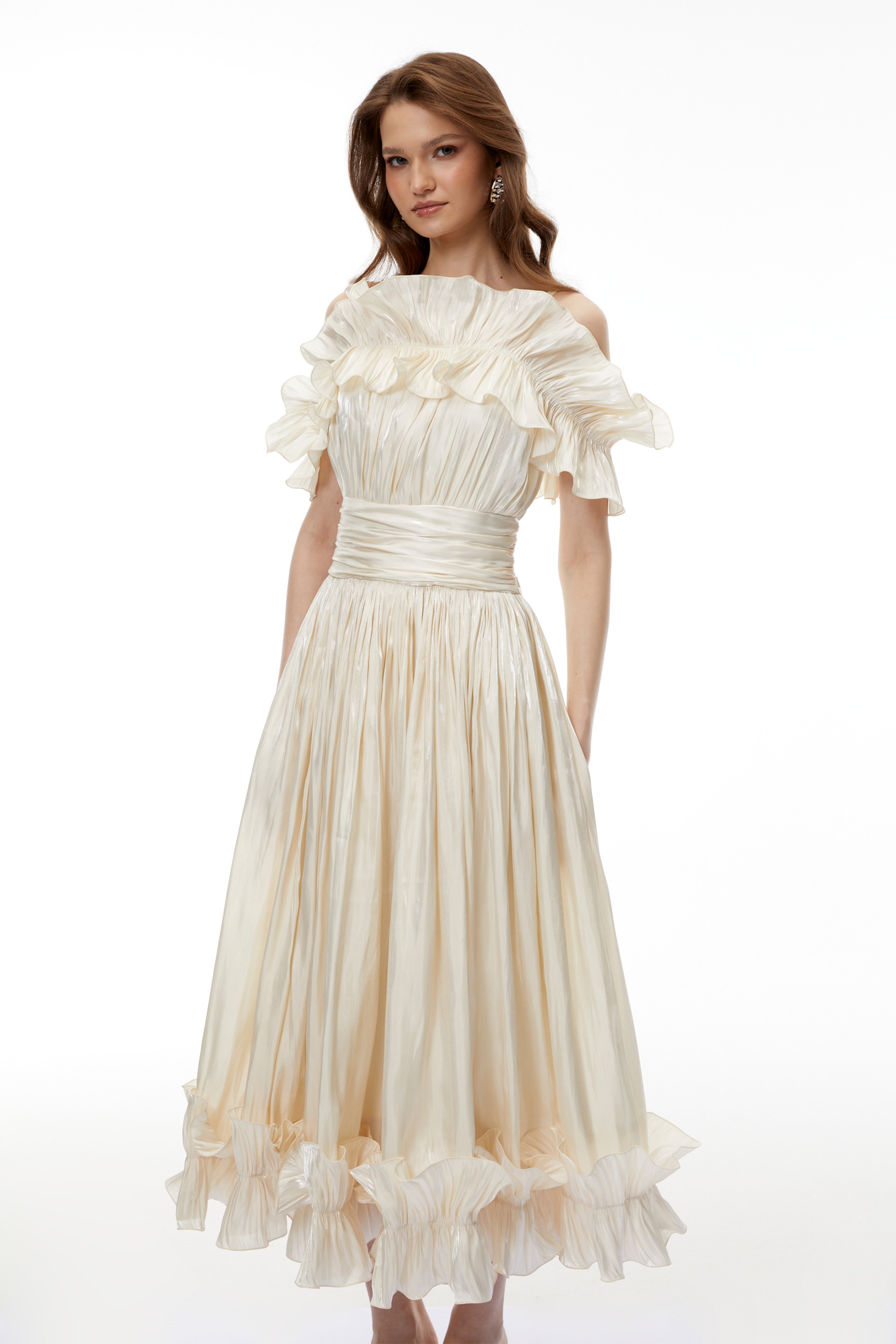 Kalliope Champagne Glitter Maxi Dress (Final Sale-US Only)