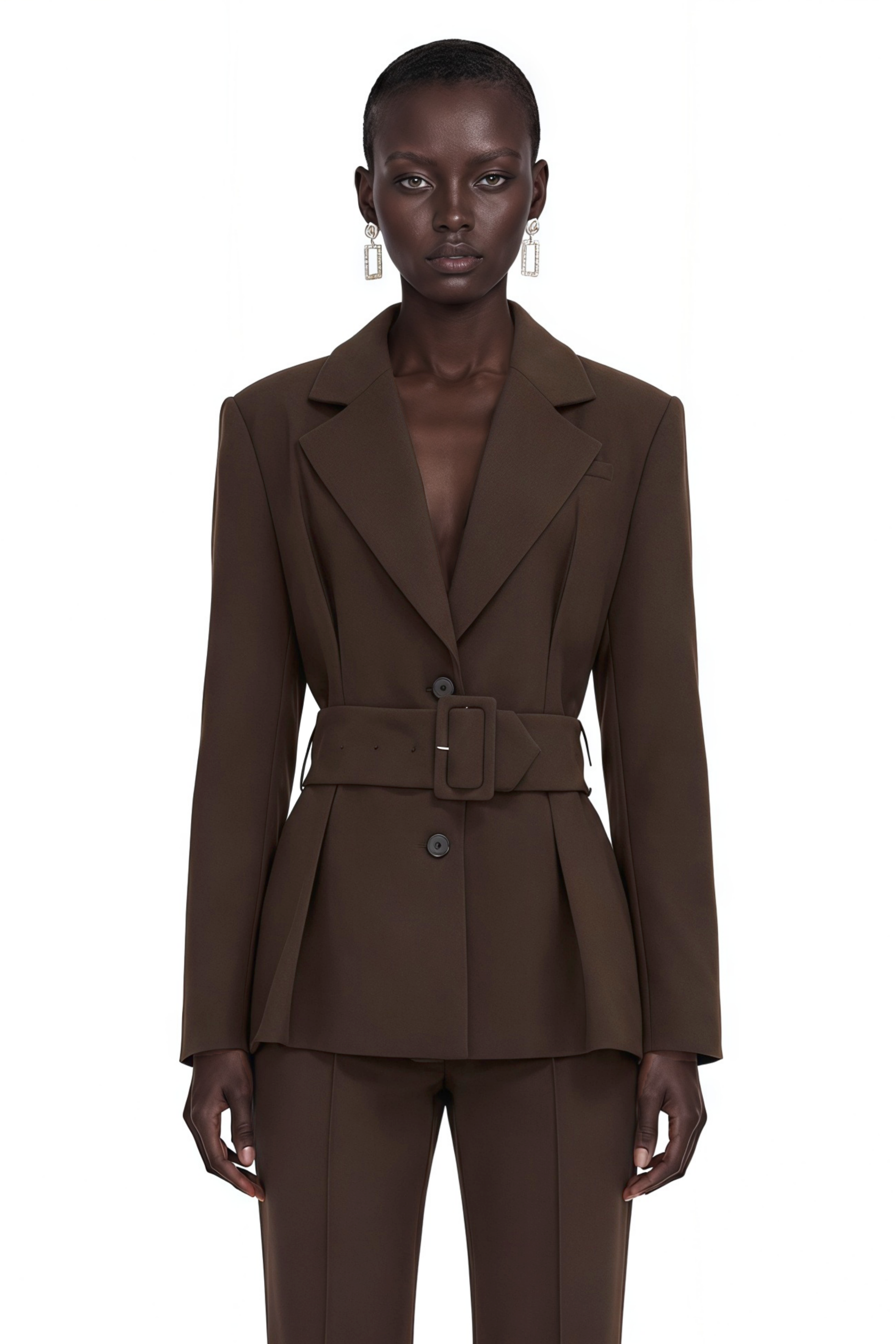 Blazer croisé à ceinture Kallisto, marron foncé
