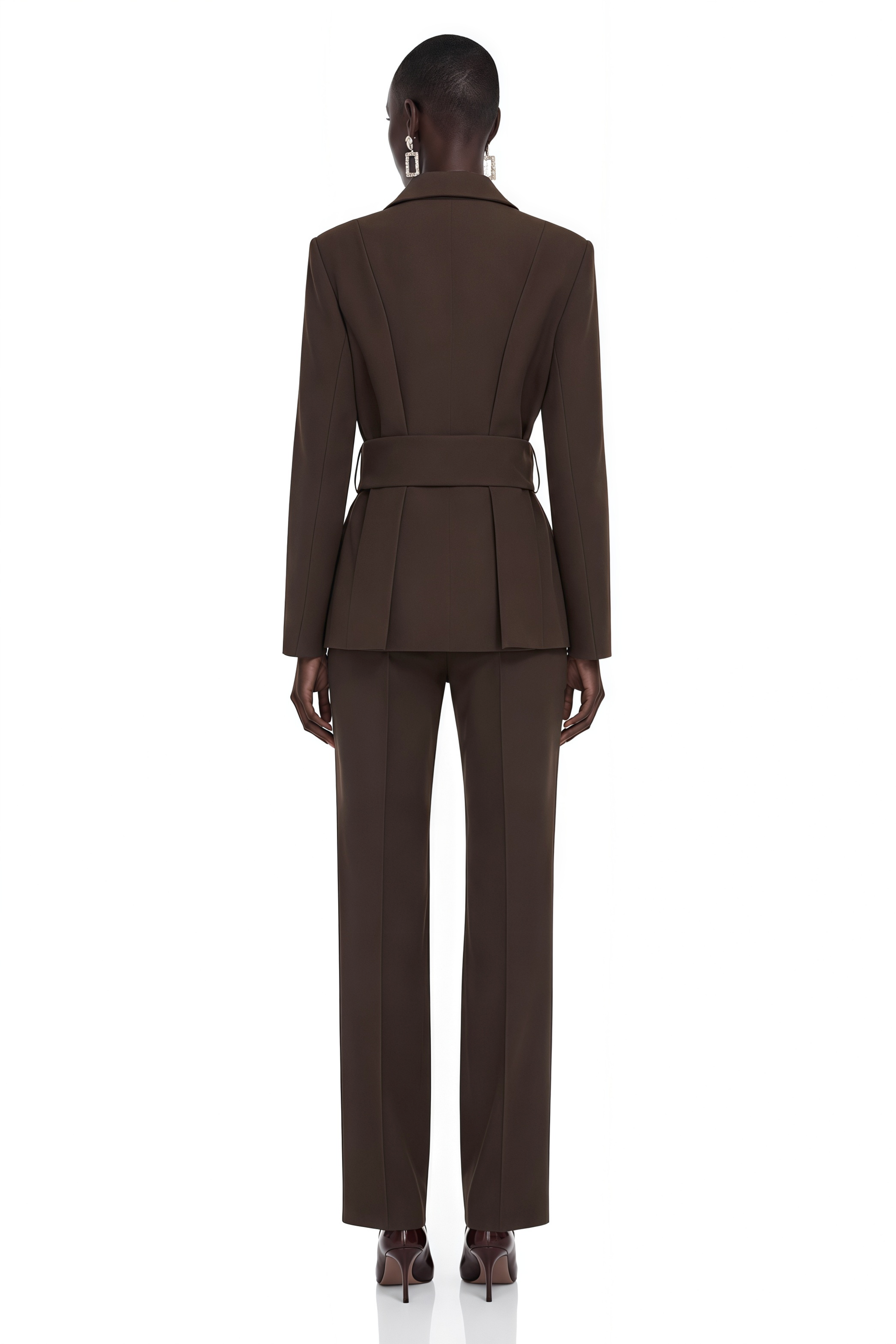Blazer croisé à ceinture Kallisto, marron foncé