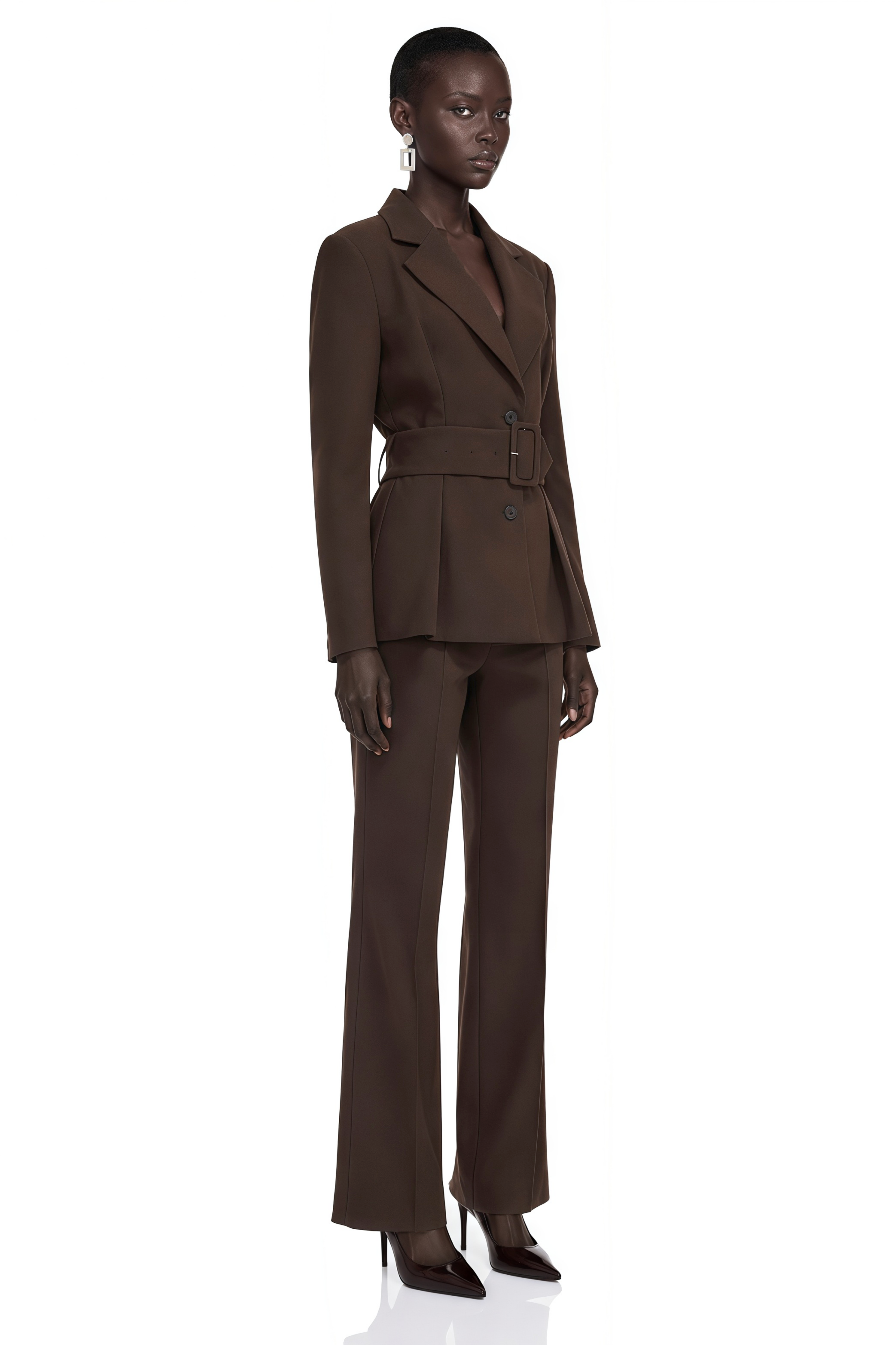 Blazer croisé à ceinture Kallisto, marron foncé