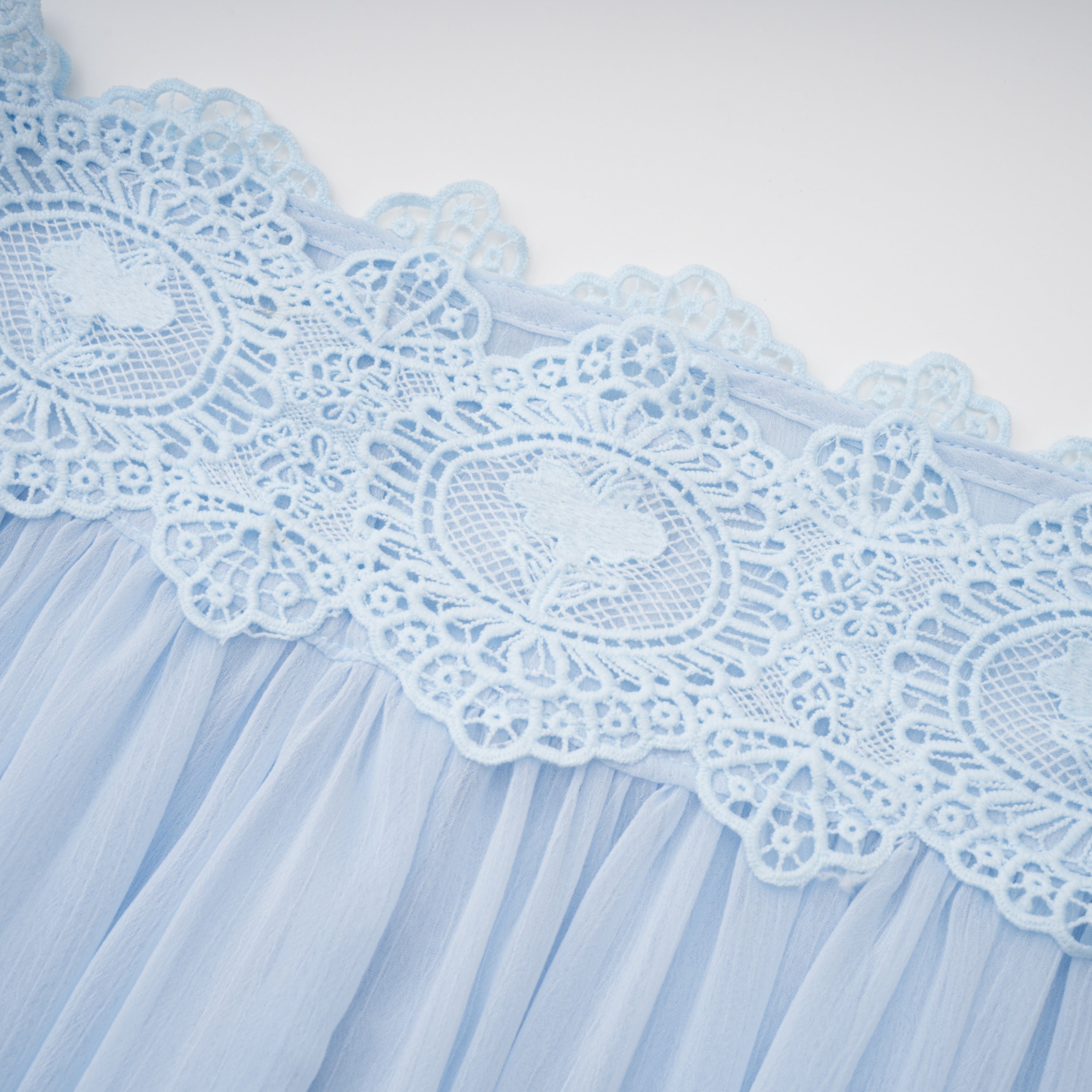 Kamila Blue Lace Trim Ruched Top & Trouser Set