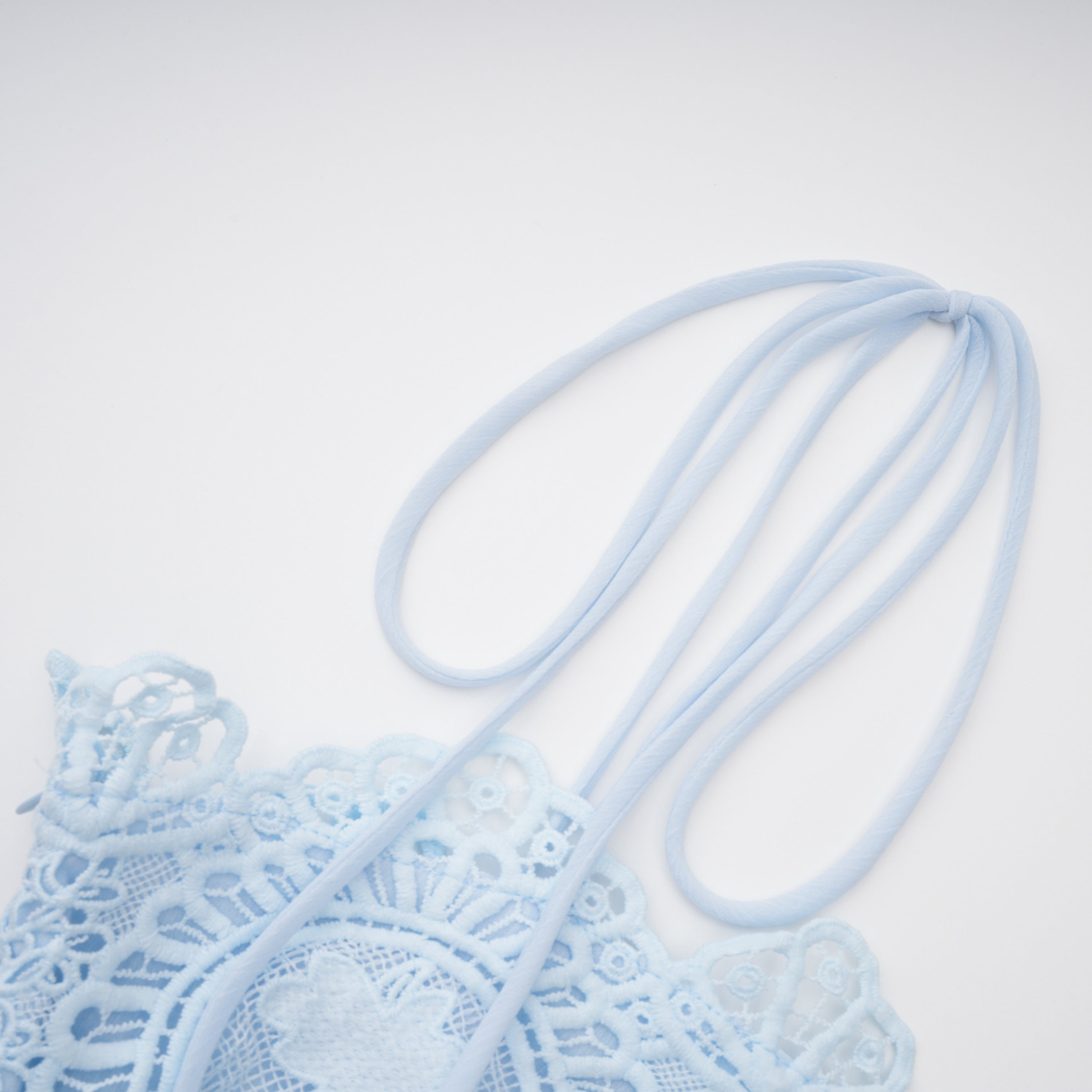 Kamila Blue Lace Trim Ruched Top & Trouser Set