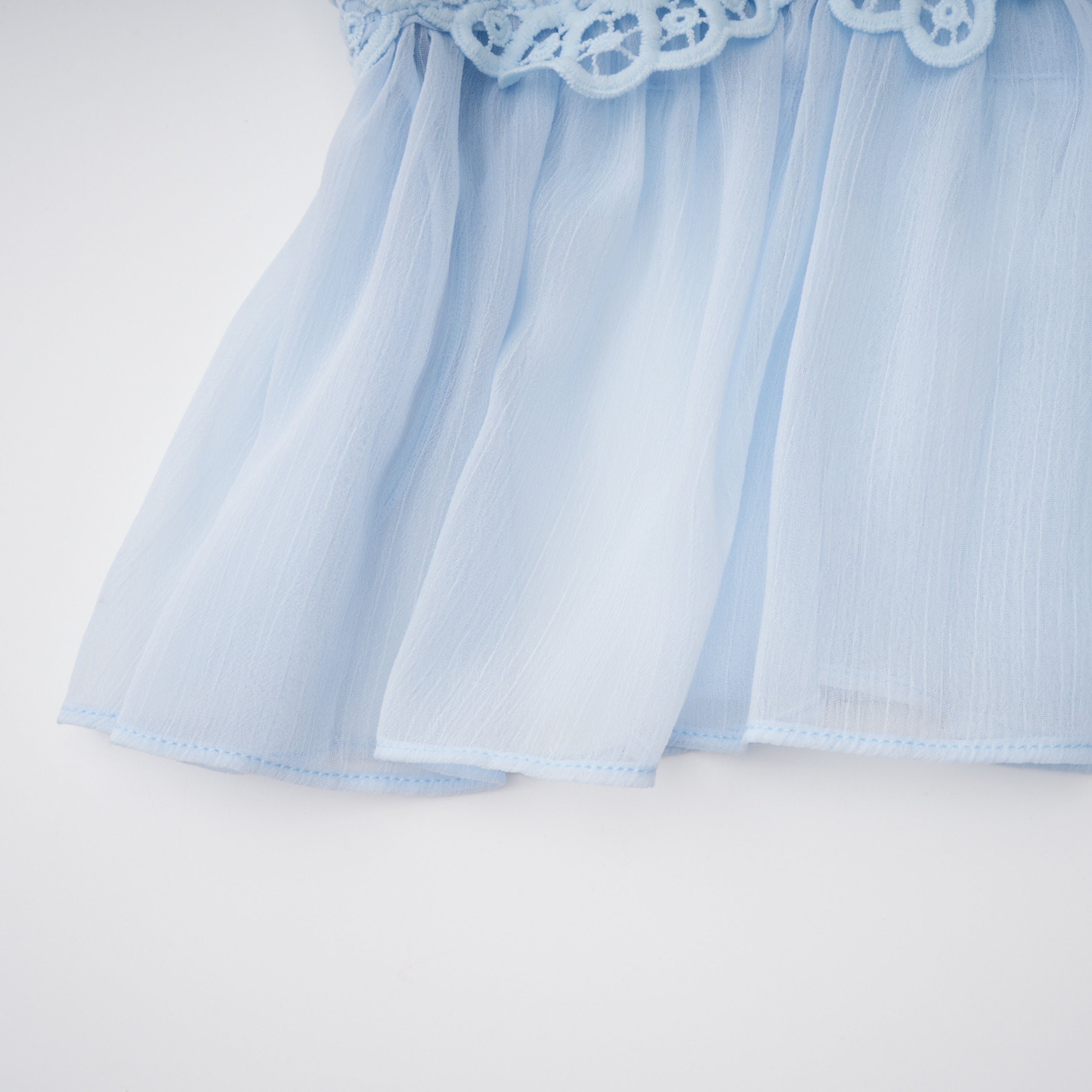 Kamila Blue Lace Trim Ruched Top & Trouser Set