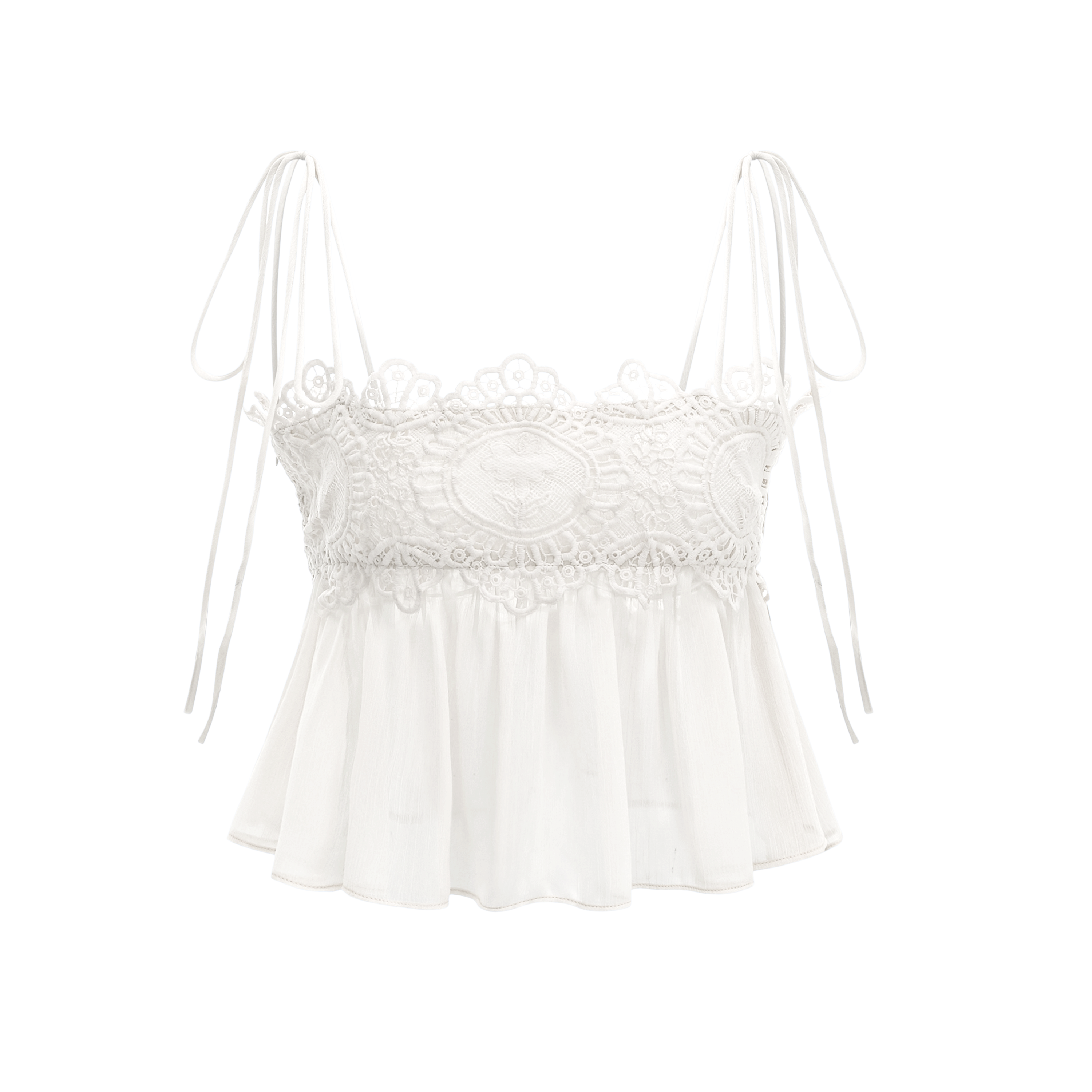 Kamila White Lace Trim Ruched Top & Trouser Set