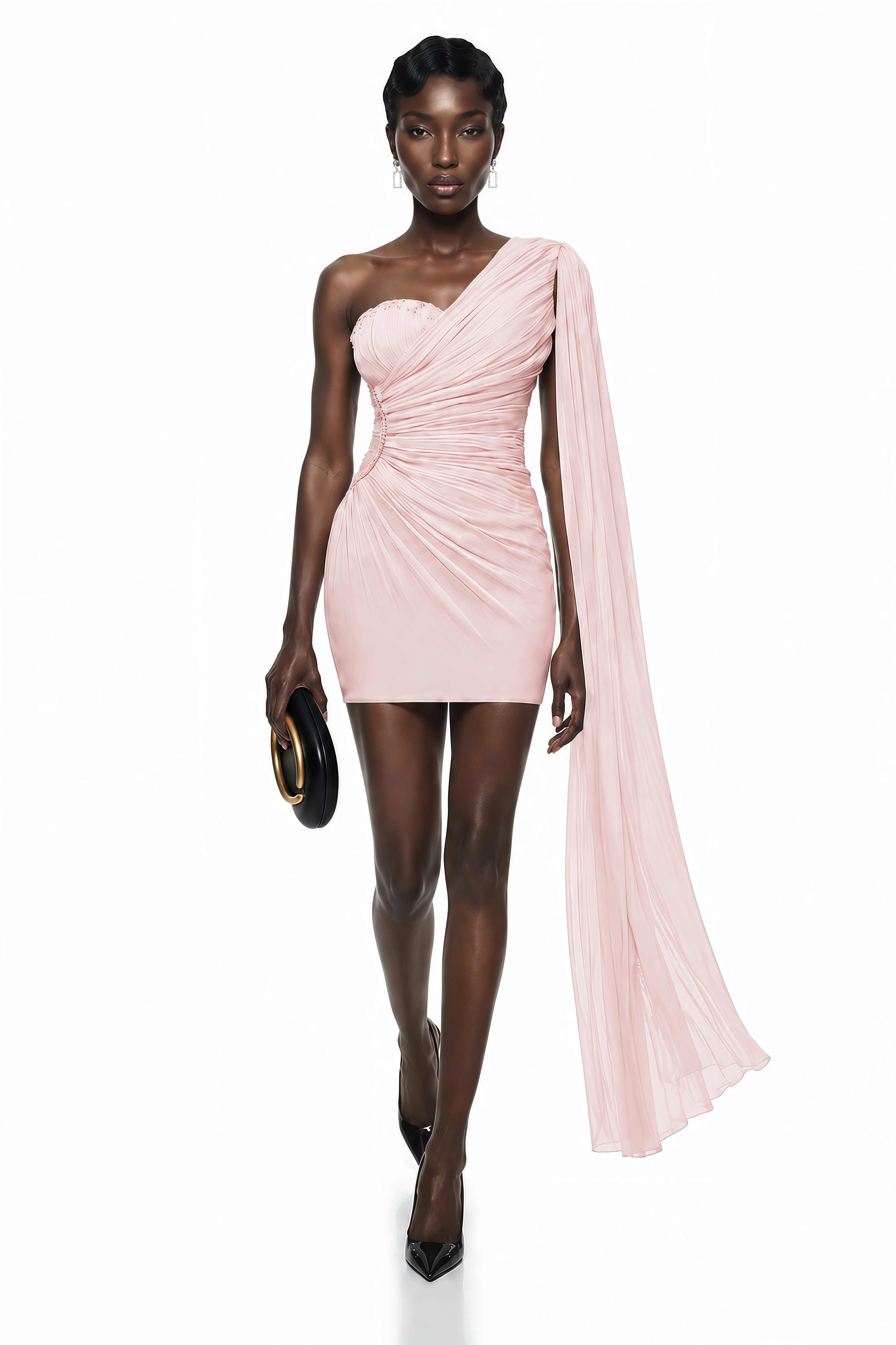 Katrin Pink One Shoulder Ruched Mini Dress (Final Sale-US Only)