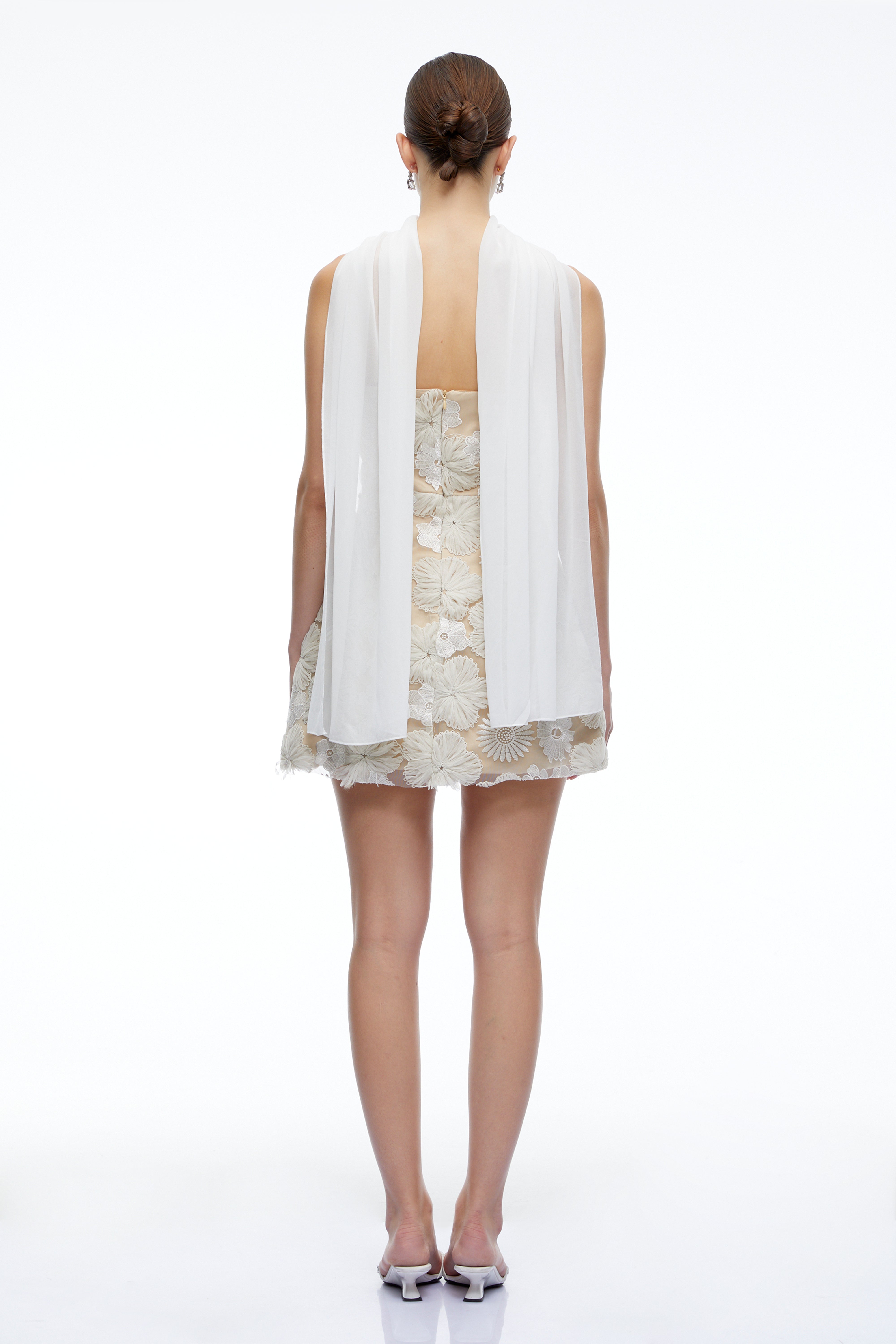Katrina White Floral Embroidered Strapless Mini Dress