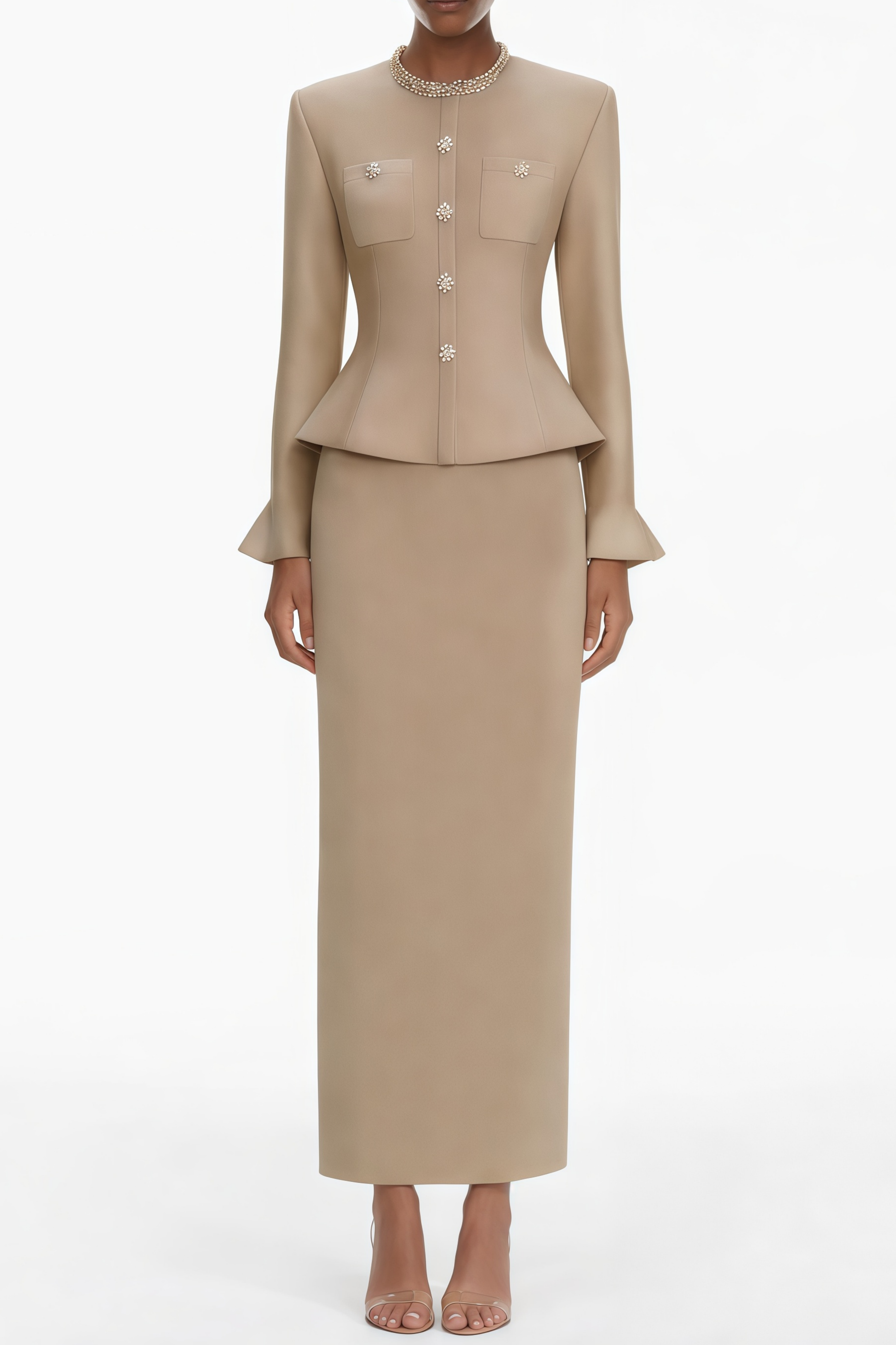 Kayla Gold Crystal Embellished Knit Midi Dress (Final Sale)