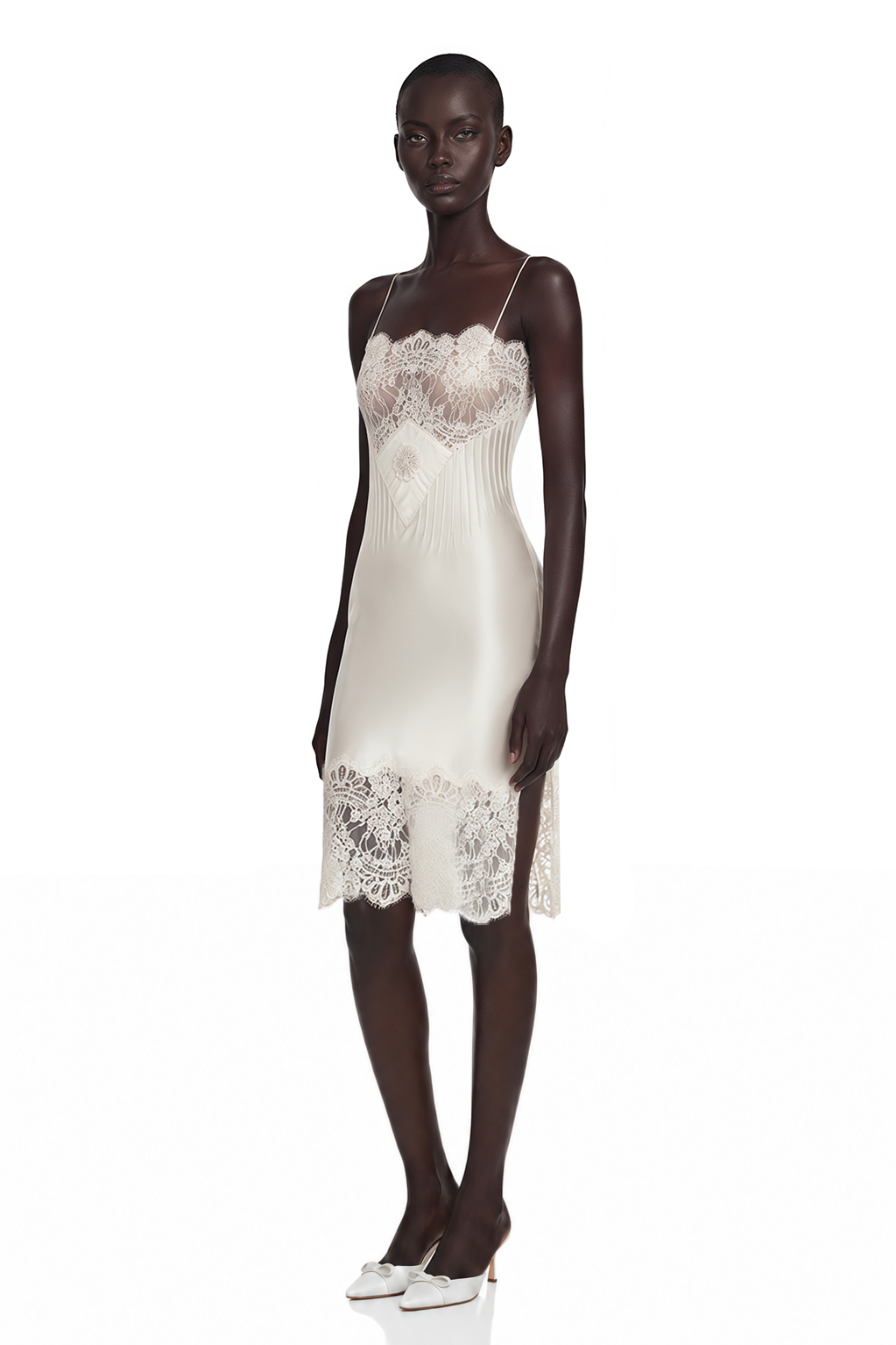 Klara Cream Mini Dress with Lace Panels
