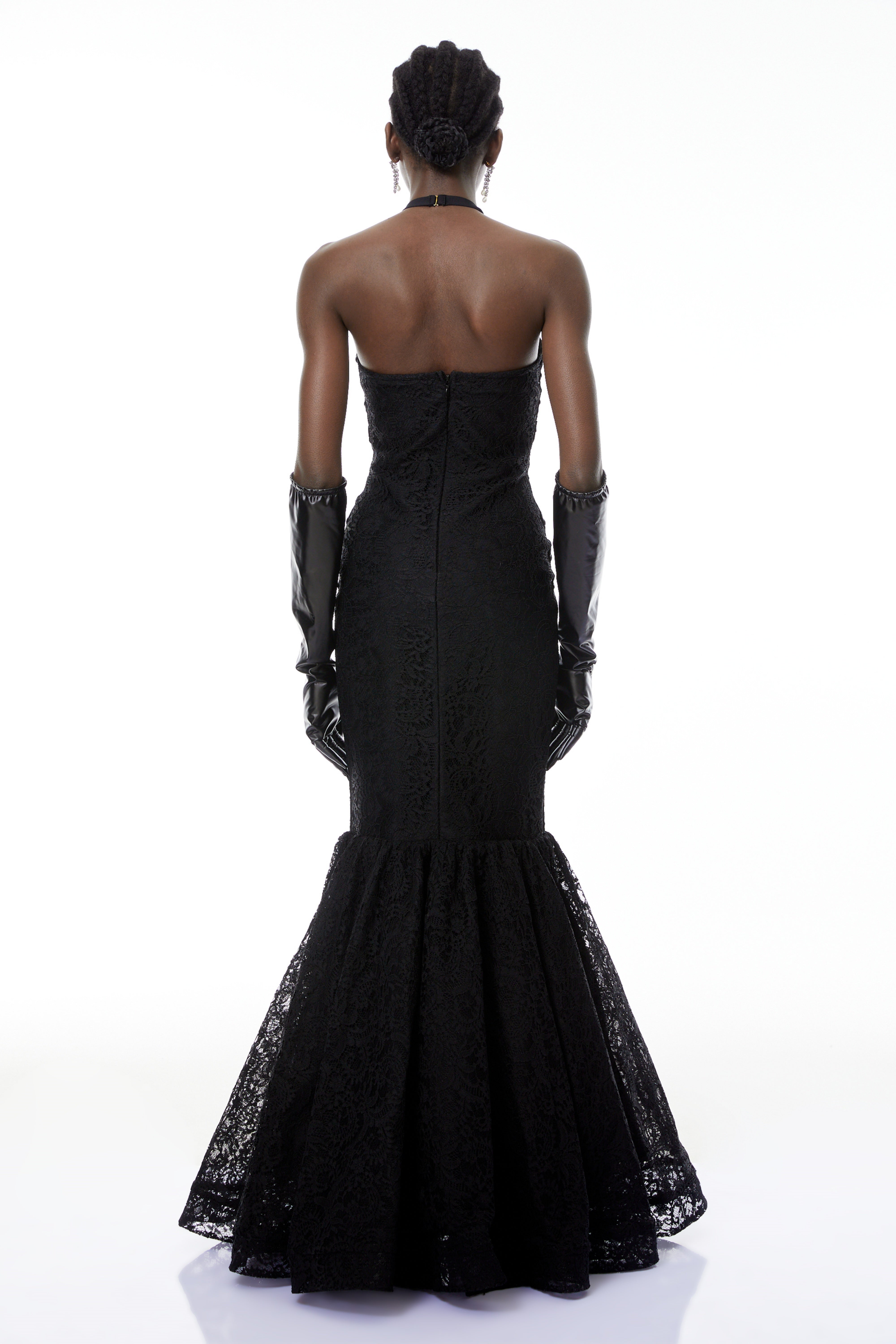 Robe longue sirène à col licou Letiția Black (Vente définitive)