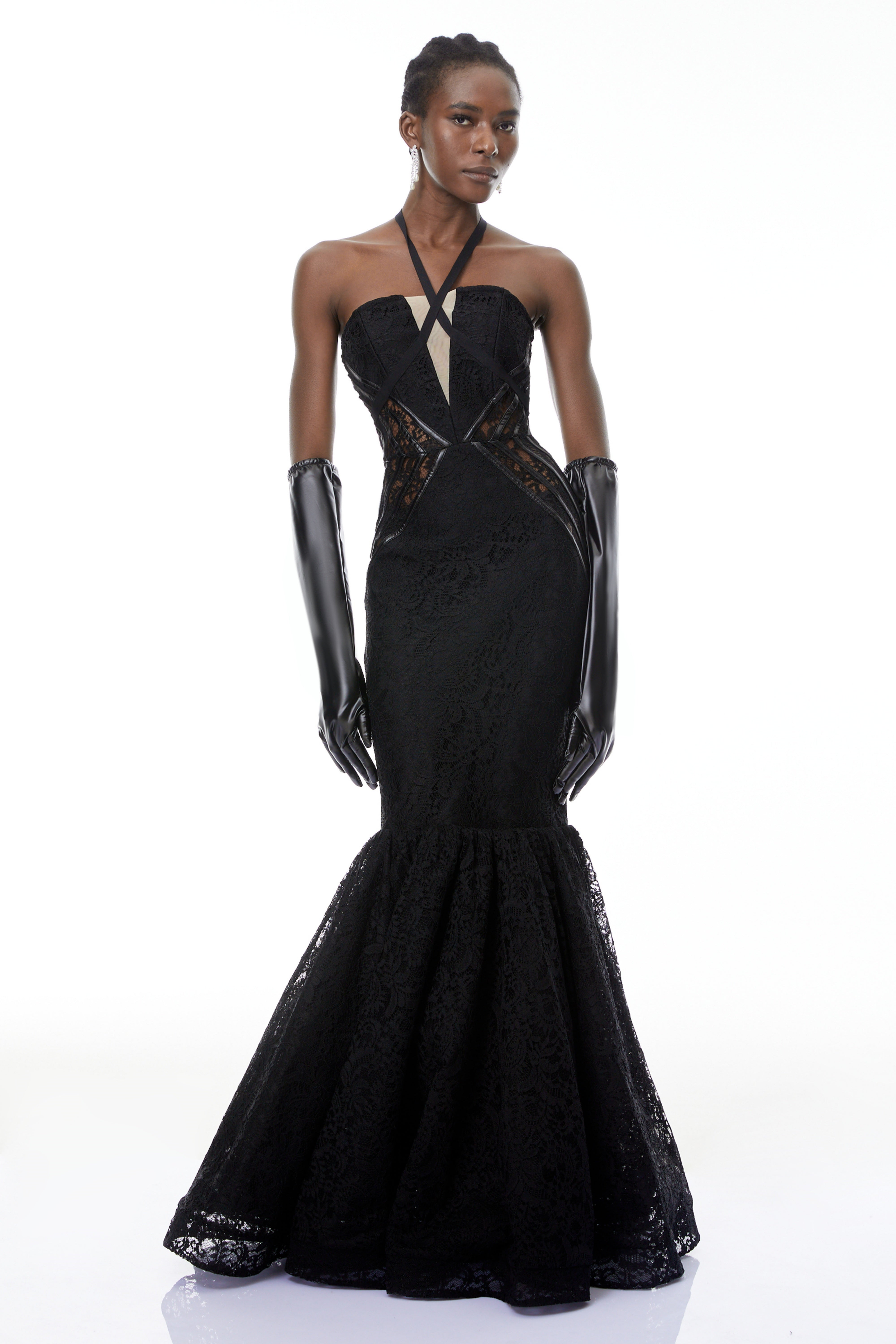 Letiția Black Halterneck Mermaid Maxi Dress (Final Sale)