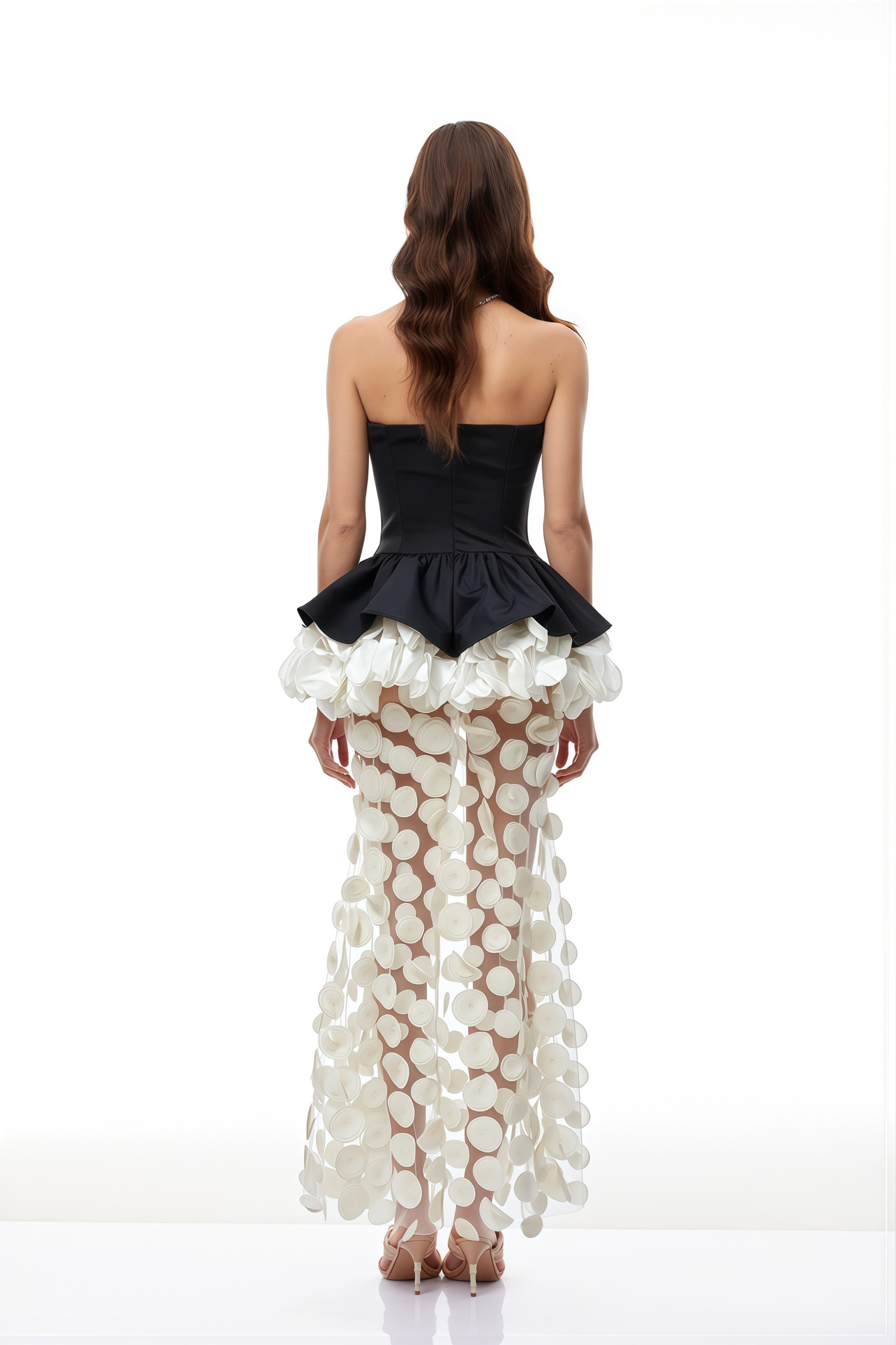 Lioren Black Off Shoulder Maxi Dress with Floral Applique (Final Sale-US Only)