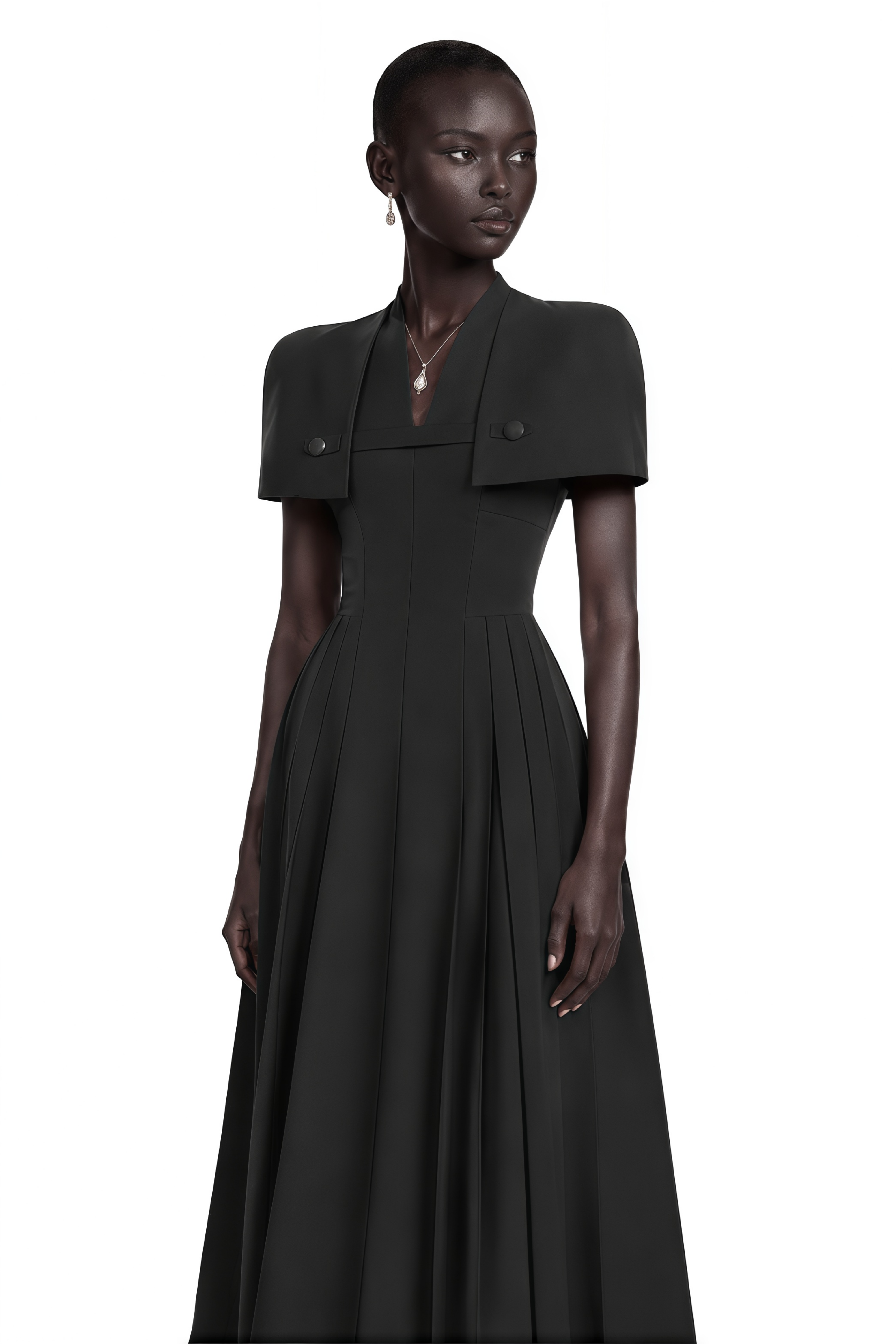 Lovisa Black Shawl Detail Shirred Midi Dress