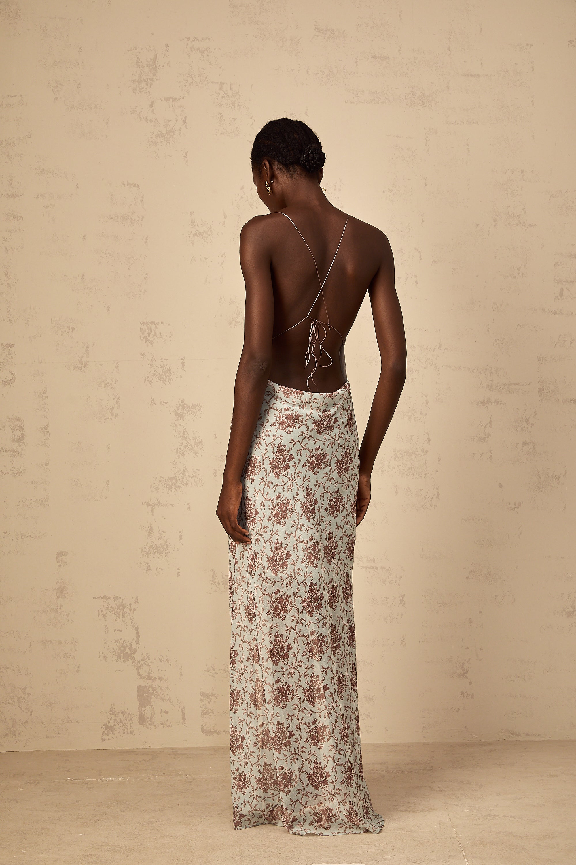 Robe longue sans manches à imprimé floral Honorine Blue (Vente définitive)