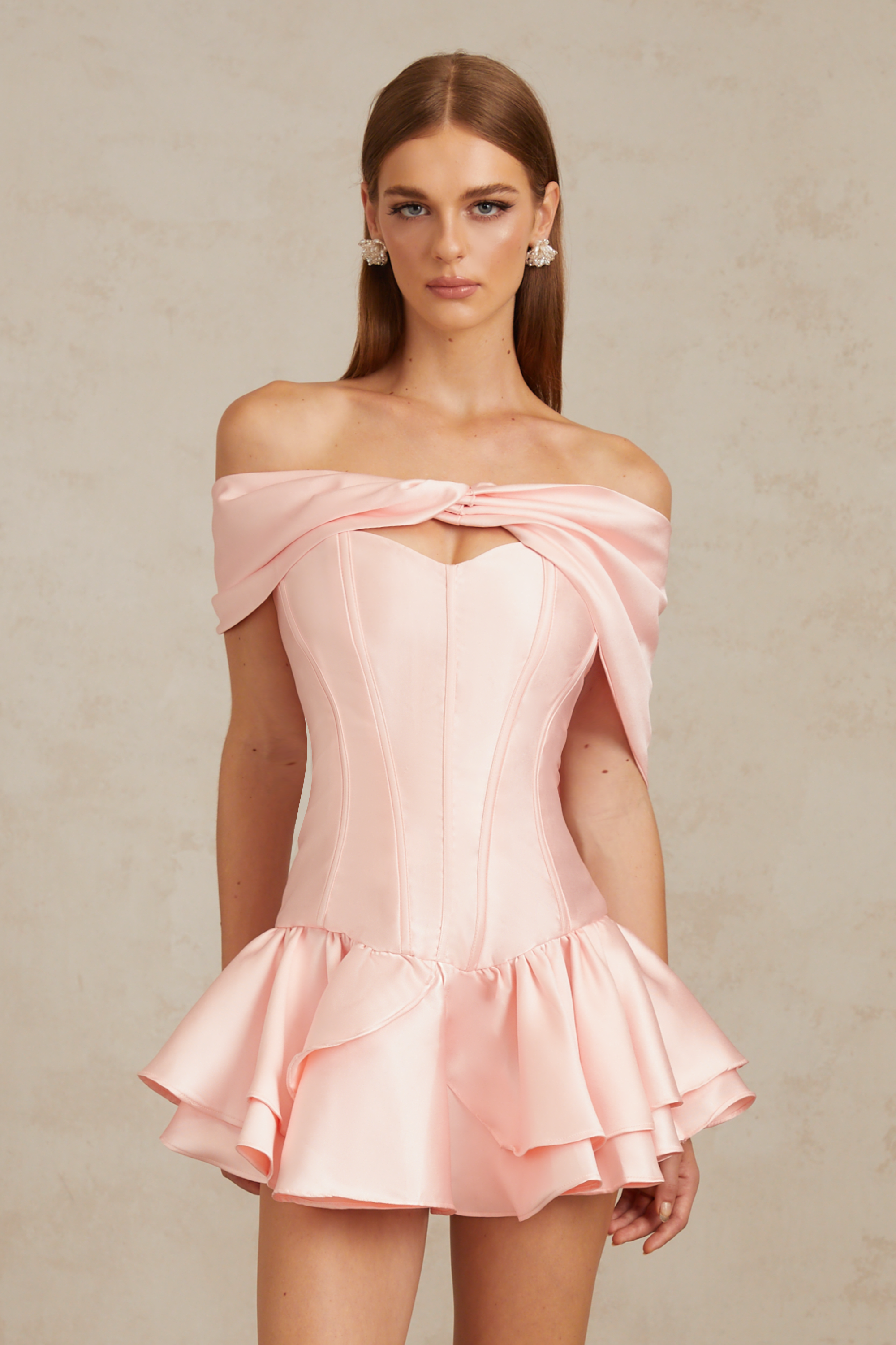 Colette Pink Shawl Satin Mini Dress (Final Sale)