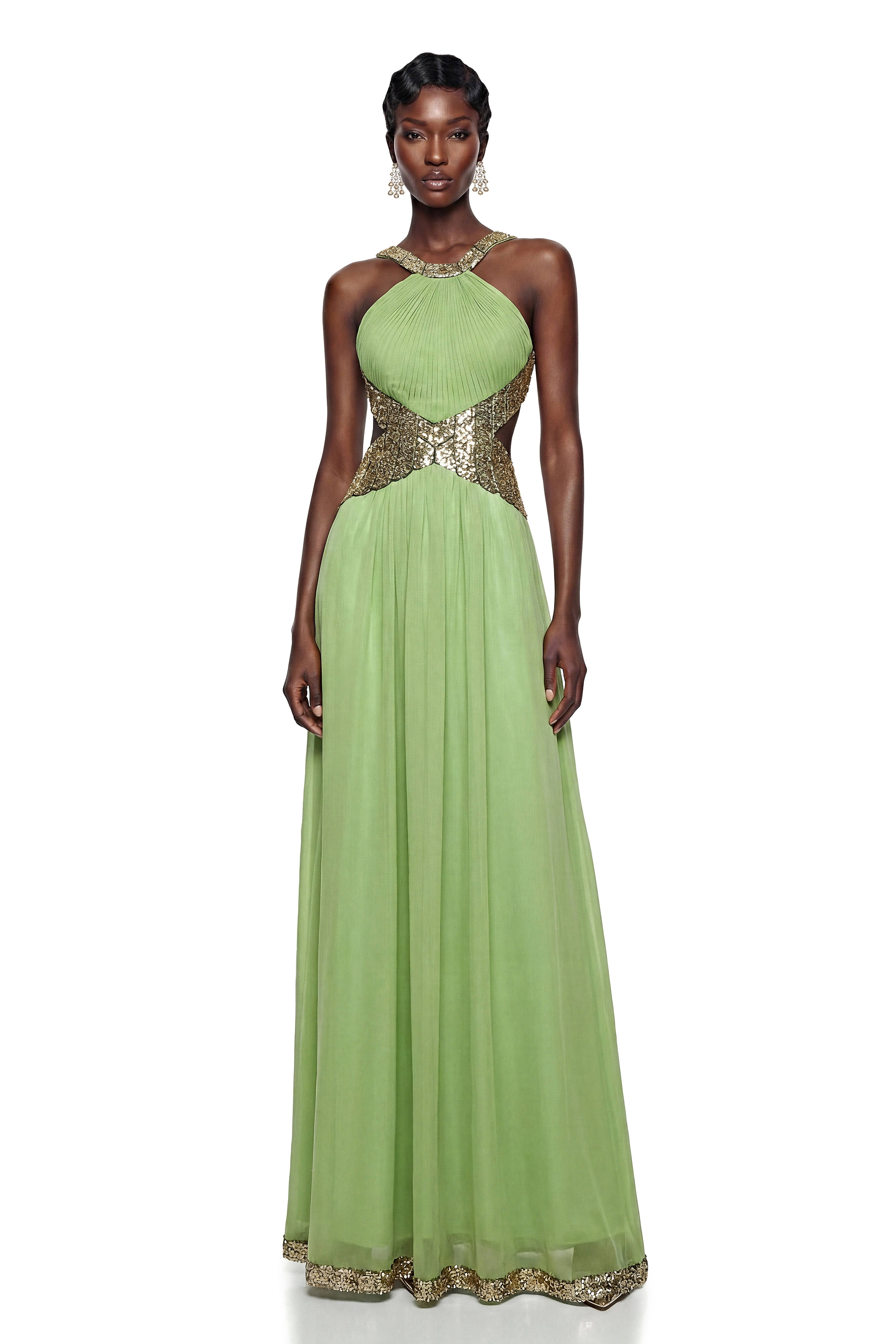 Magnolia Green Halterneck Sequin Maxi Dress (Final Sale-US Only)