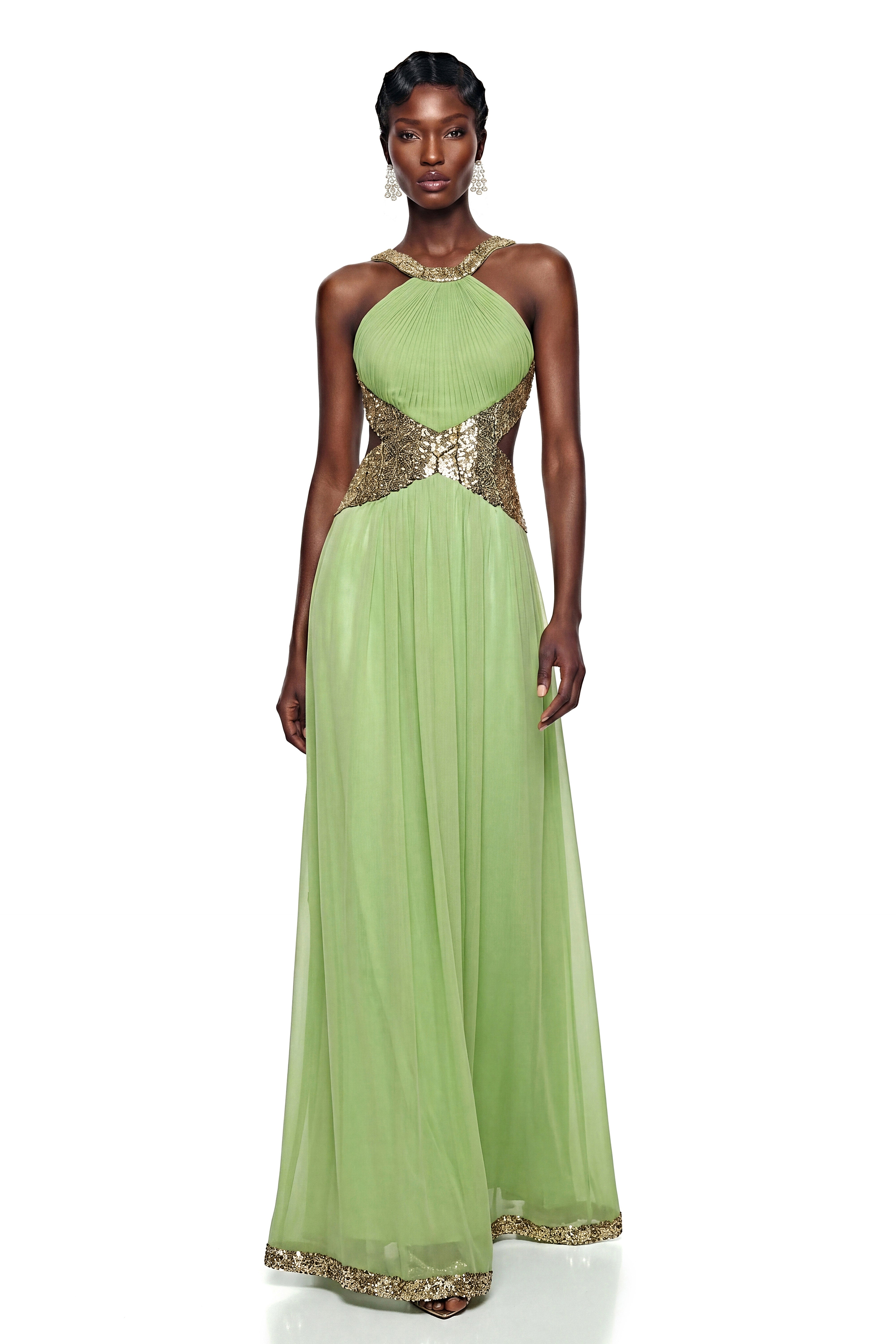 Magnolia Green Halterneck Sequin Maxi Dress (Final Sale-US Only)