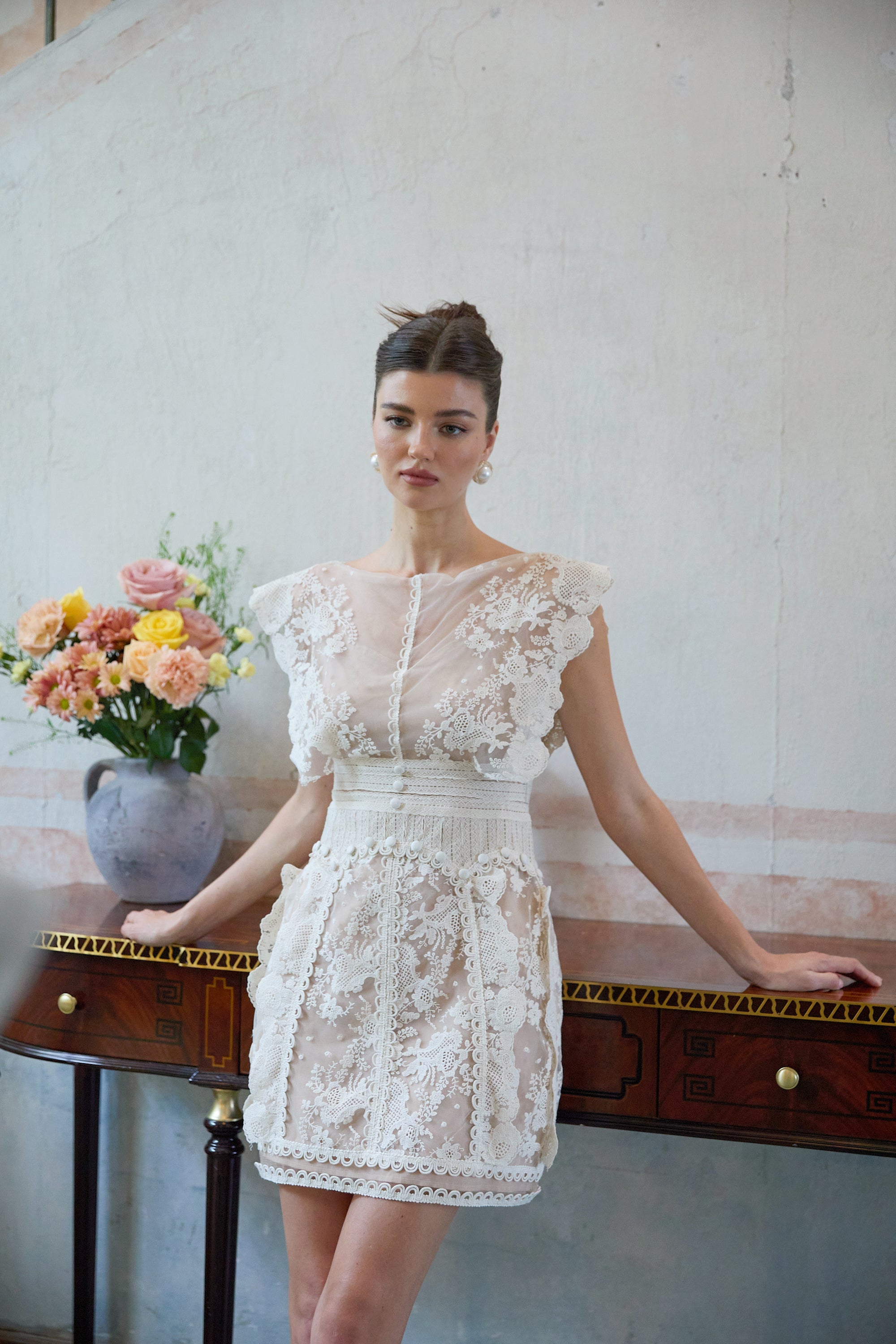 Maïa white floral-embroidered lace mini dress (Final Sale-US Only)