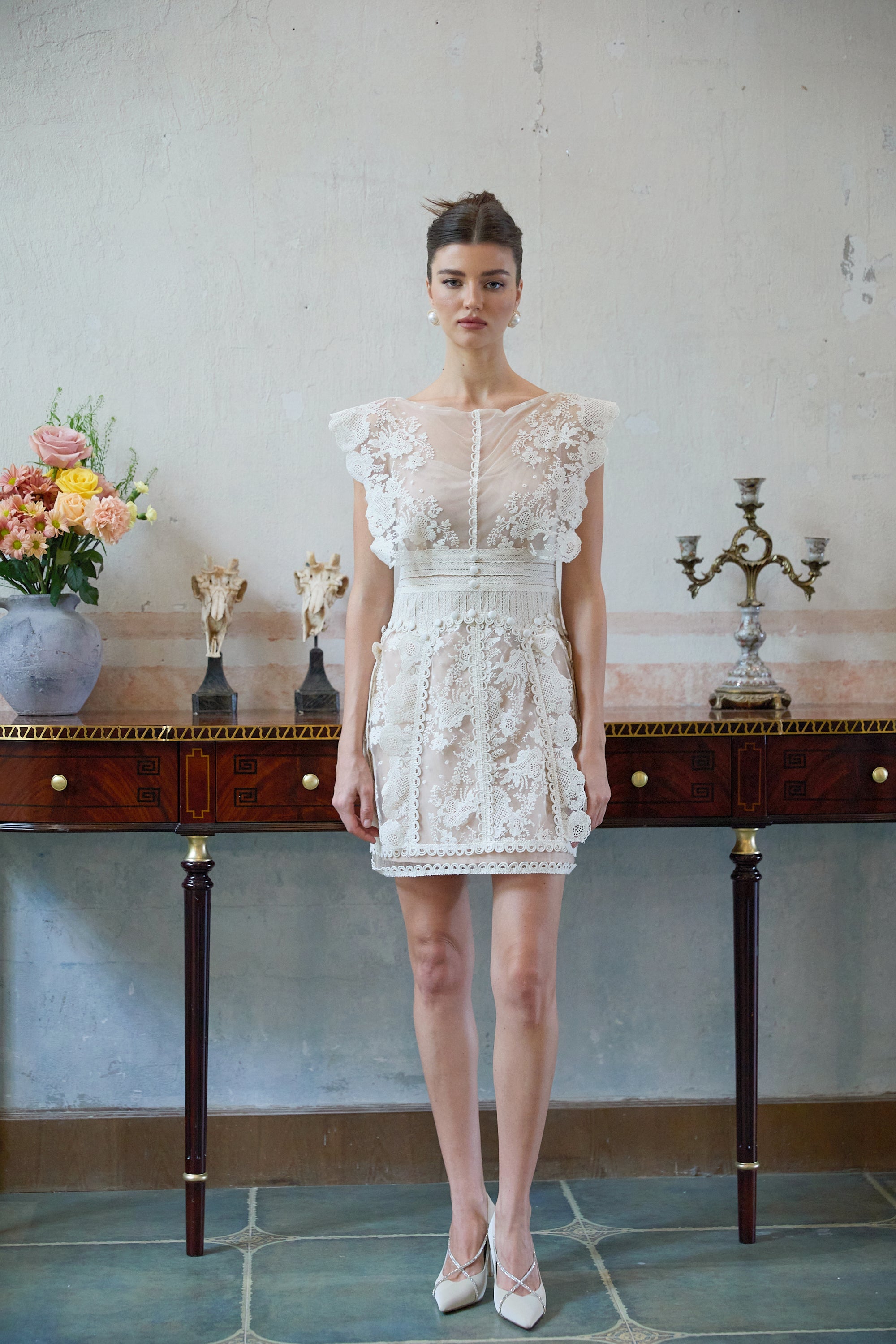 Maïa white floral-embroidered lace mini dress (Final Sale-US Only)