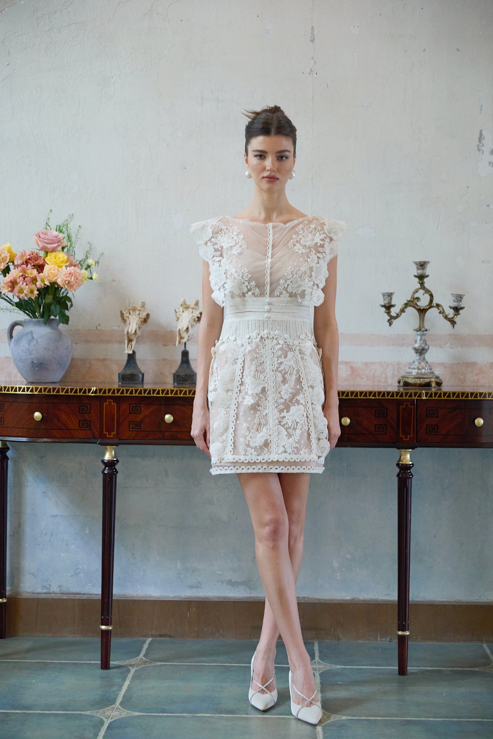 Maïa white floral-embroidered lace mini dress (Final Sale-US Only)