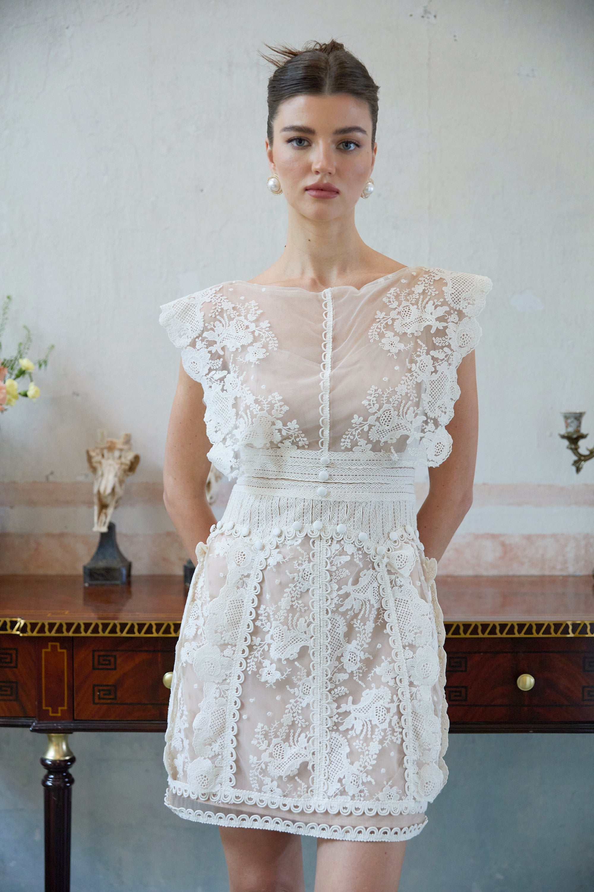 Maïa white floral-embroidered lace mini dress (Final Sale-US Only)