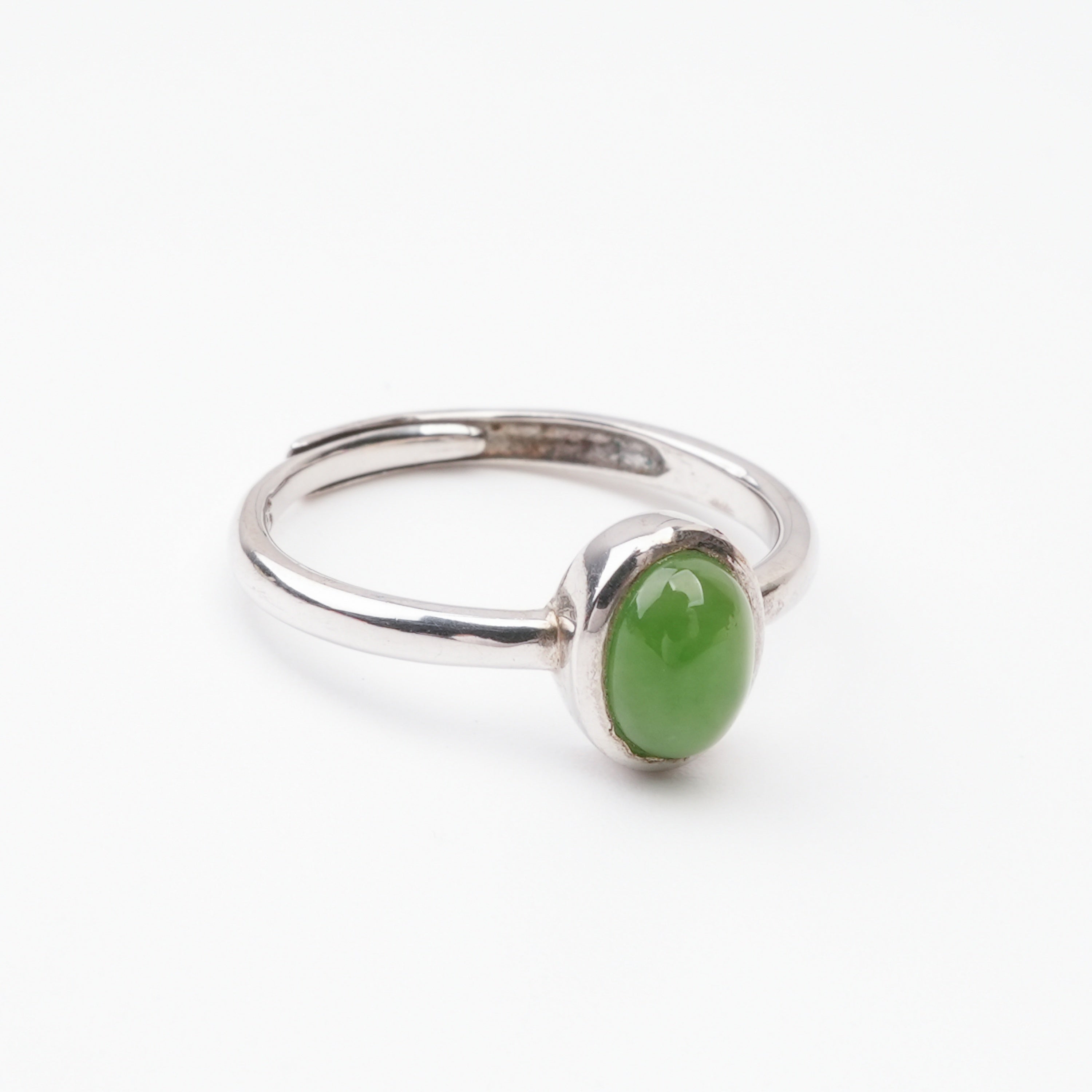 Manon Green Jasper Oval Cabochon Sterling Silver Ring