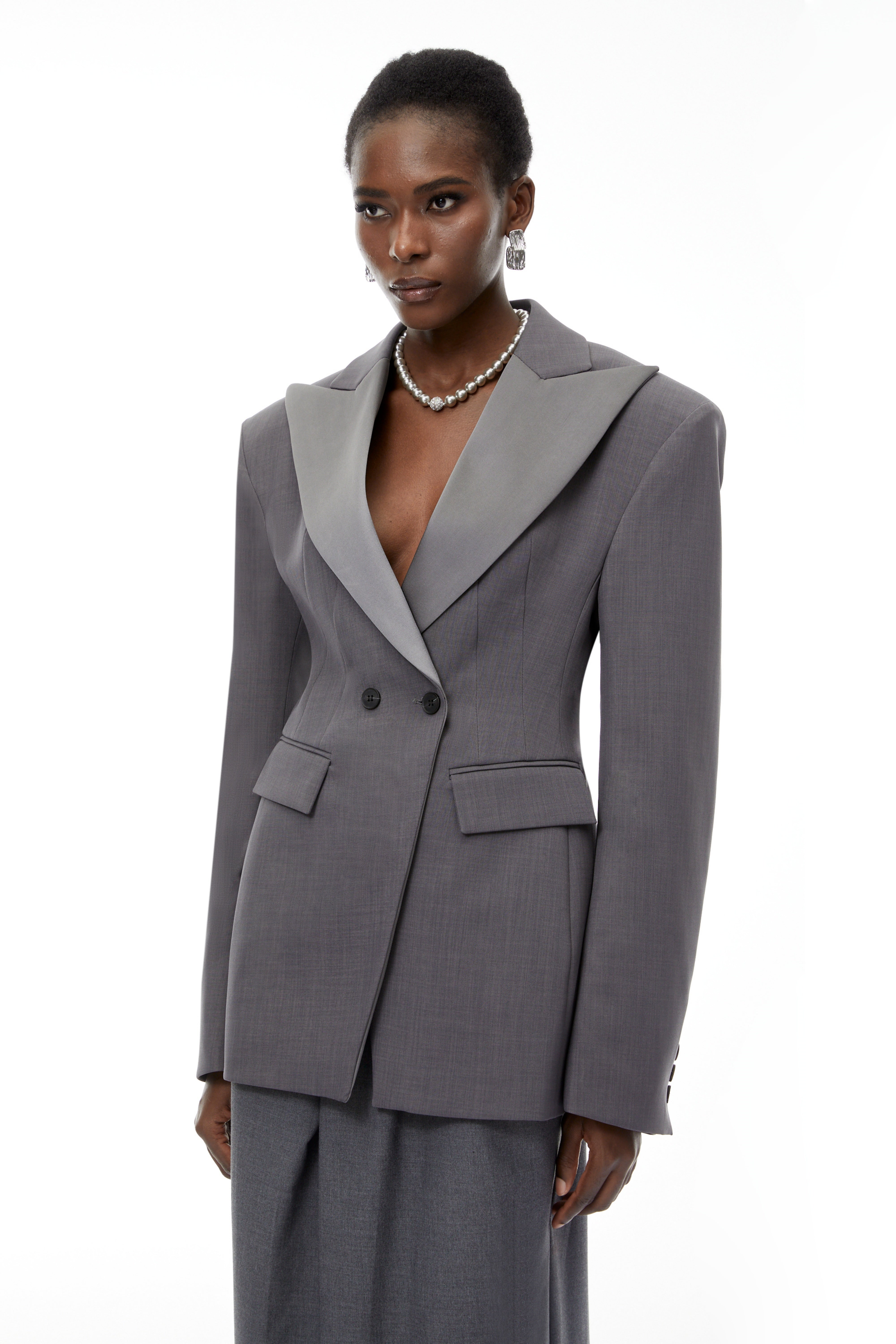 Marcellus Grey Peak Lapels Blazer (Final Sale)
