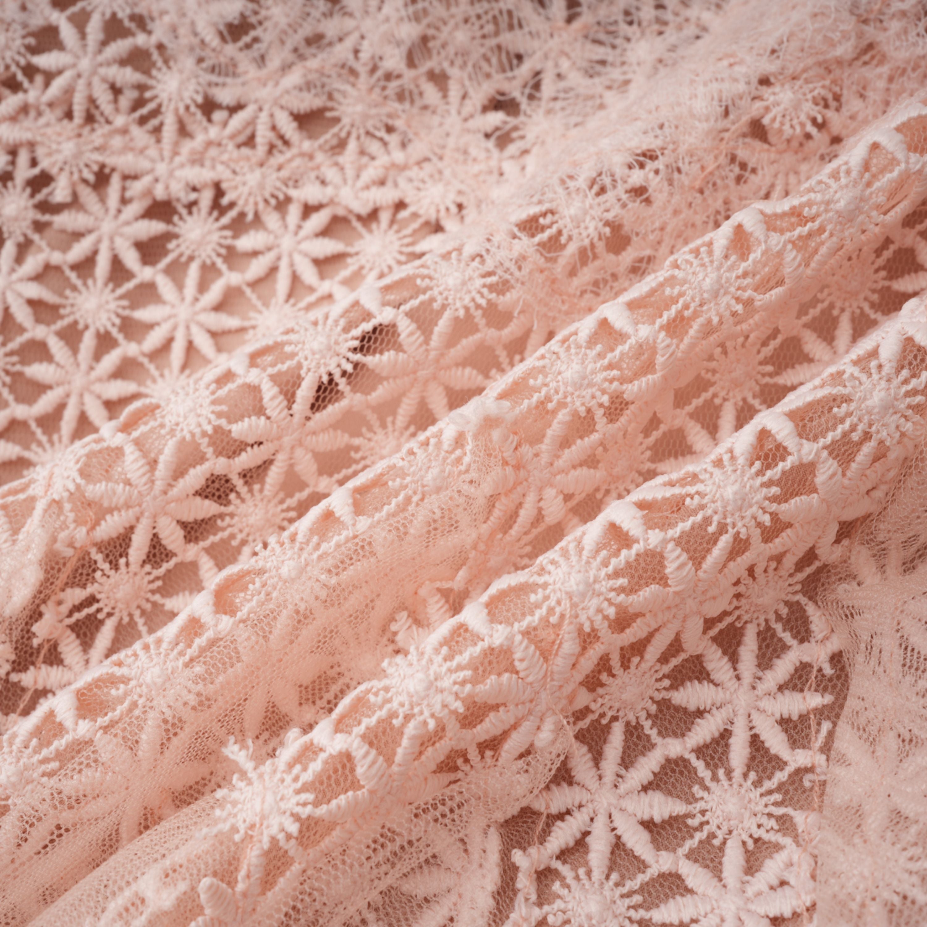 Margaret Light Pink Floral Crochet Midi Dress (Final Sale-US Only)
