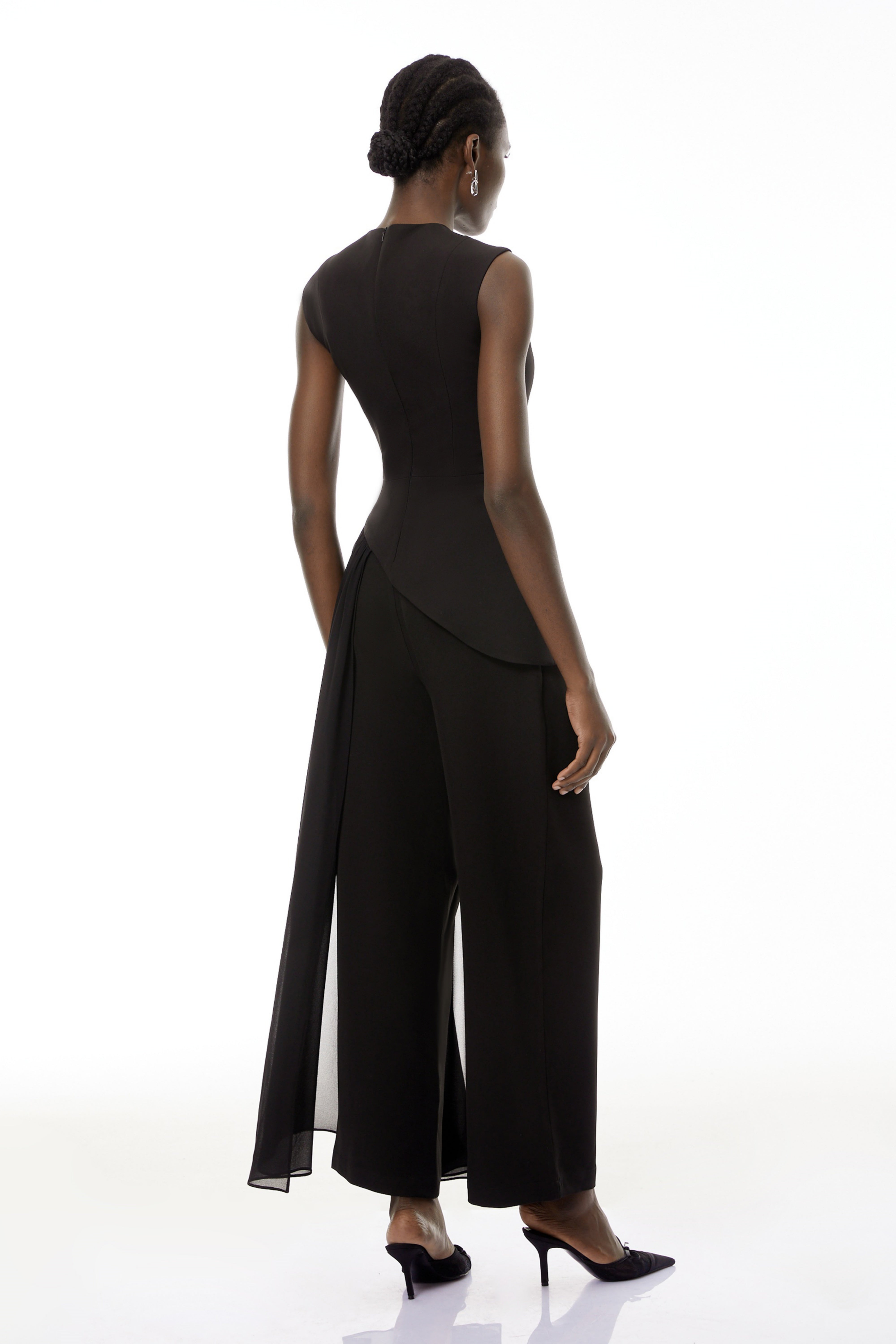 Margaux Black Asymmetrical Top & Trousers Set (Final Sale-US Only)