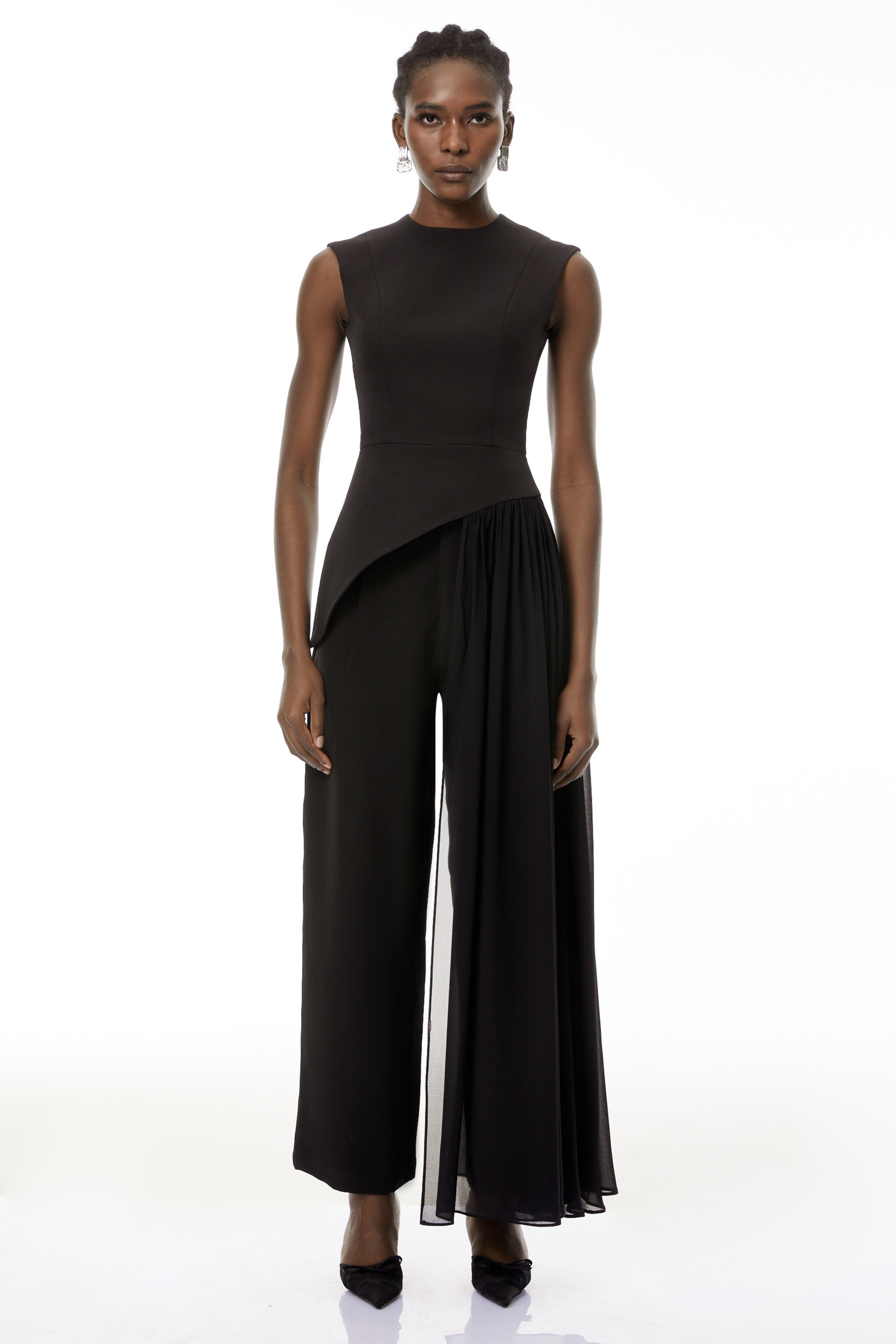 Margaux Black Asymmetrical Top & Trousers Set (Final Sale-US Only)