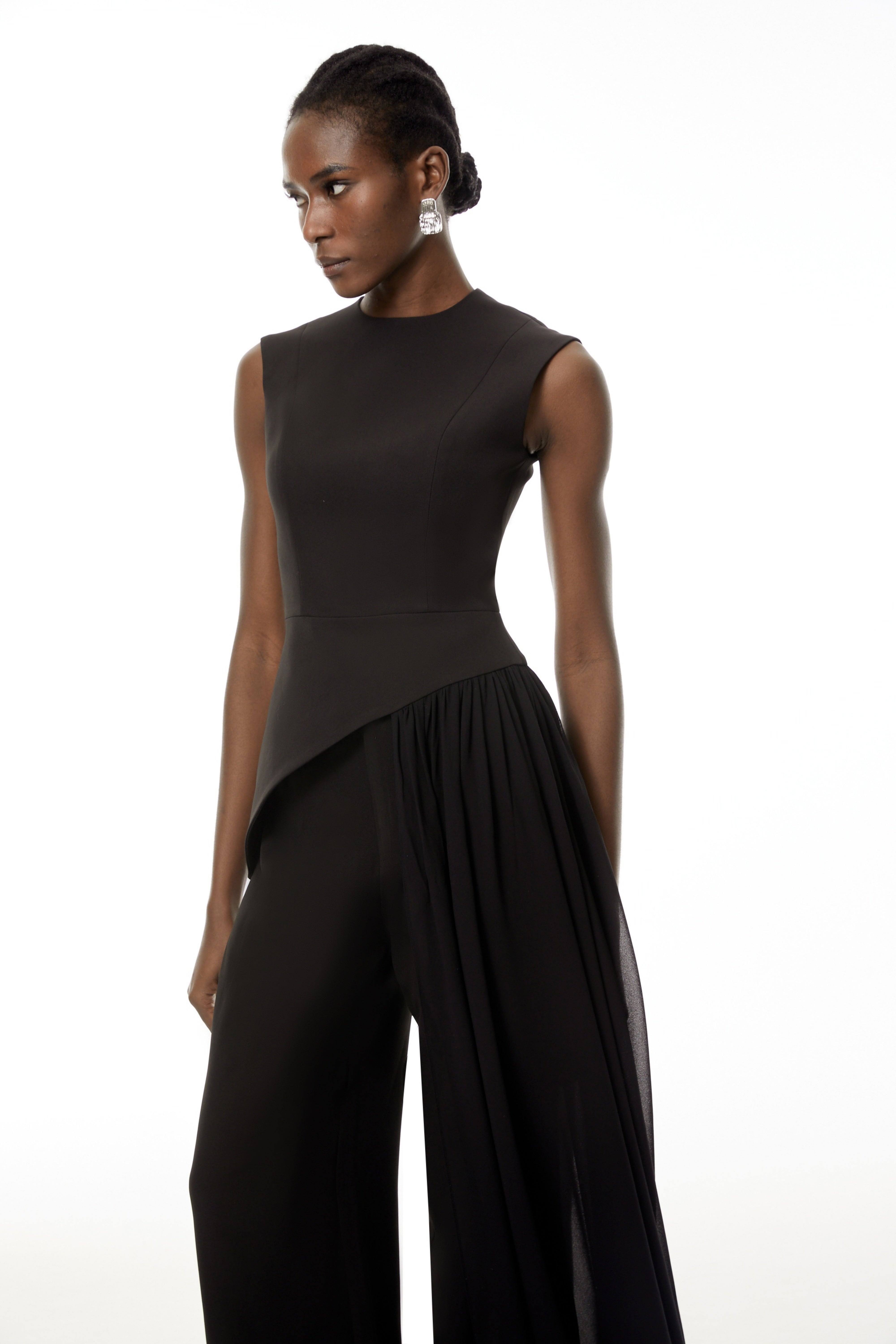 Margaux Black Asymmetrical Top & Trousers Set (Final Sale-US Only)