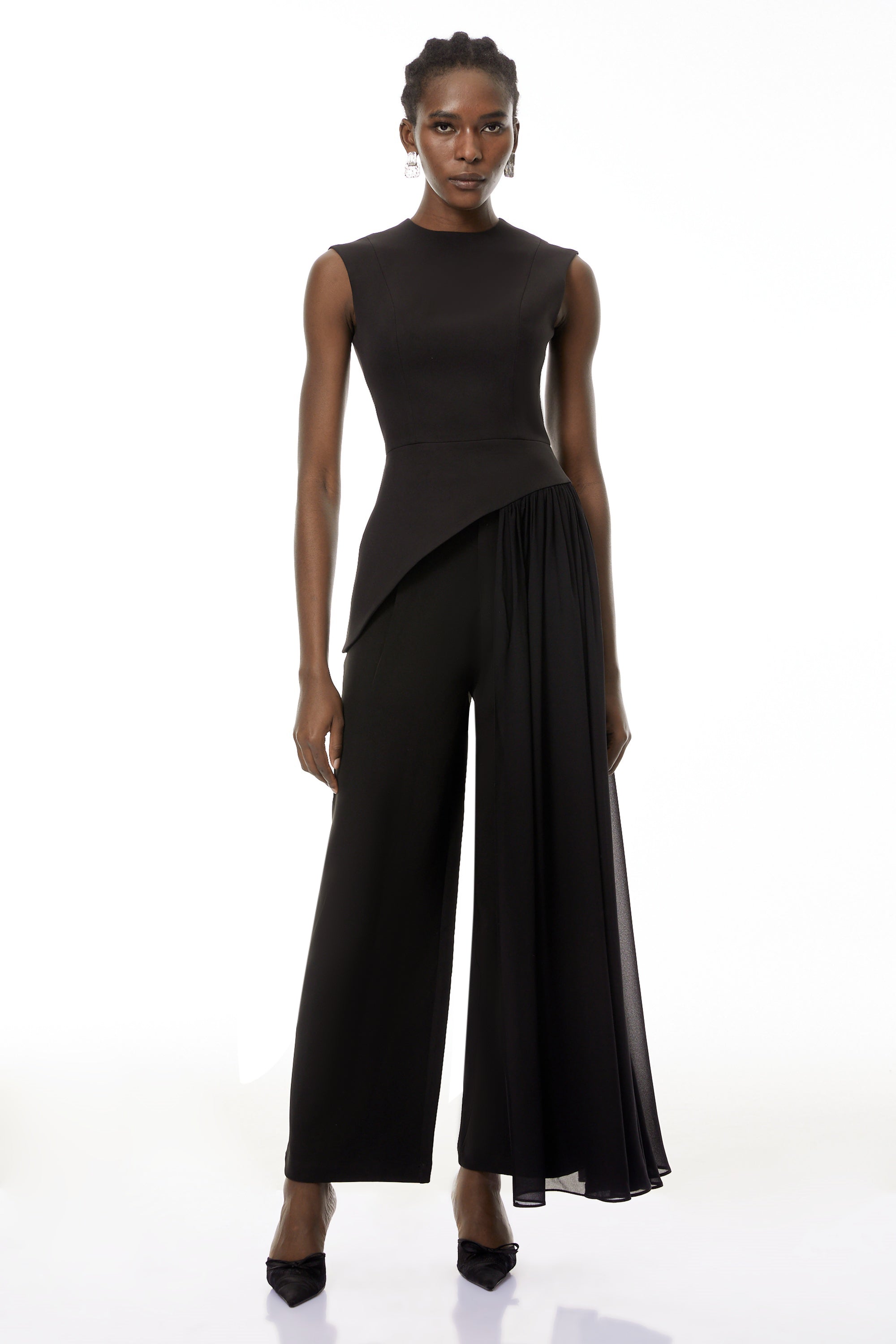 Margaux Black Asymmetrical Top & Trousers Set (Final Sale-US Only)
