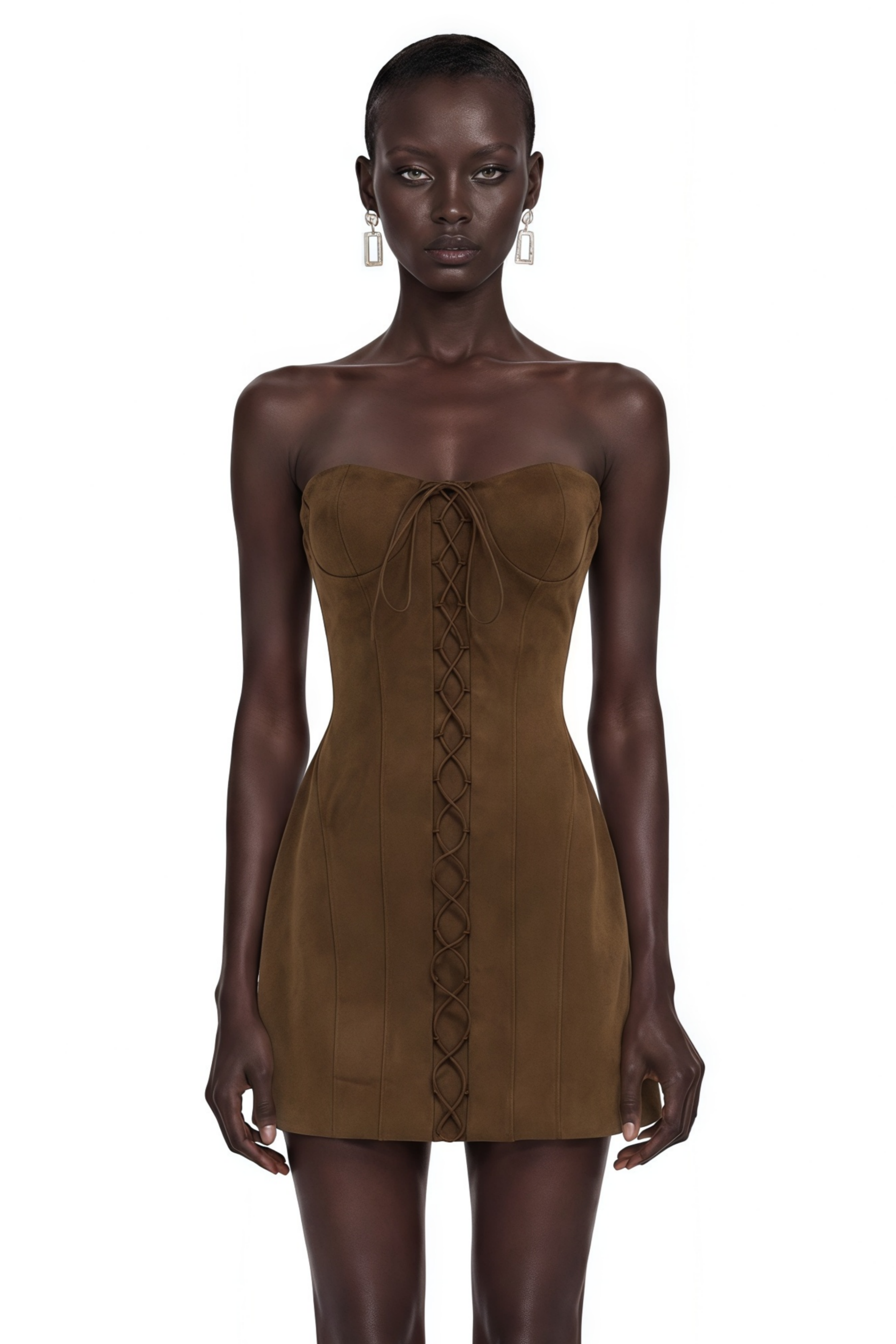Marianne Dark Brown Off Shoulder Mini Dress