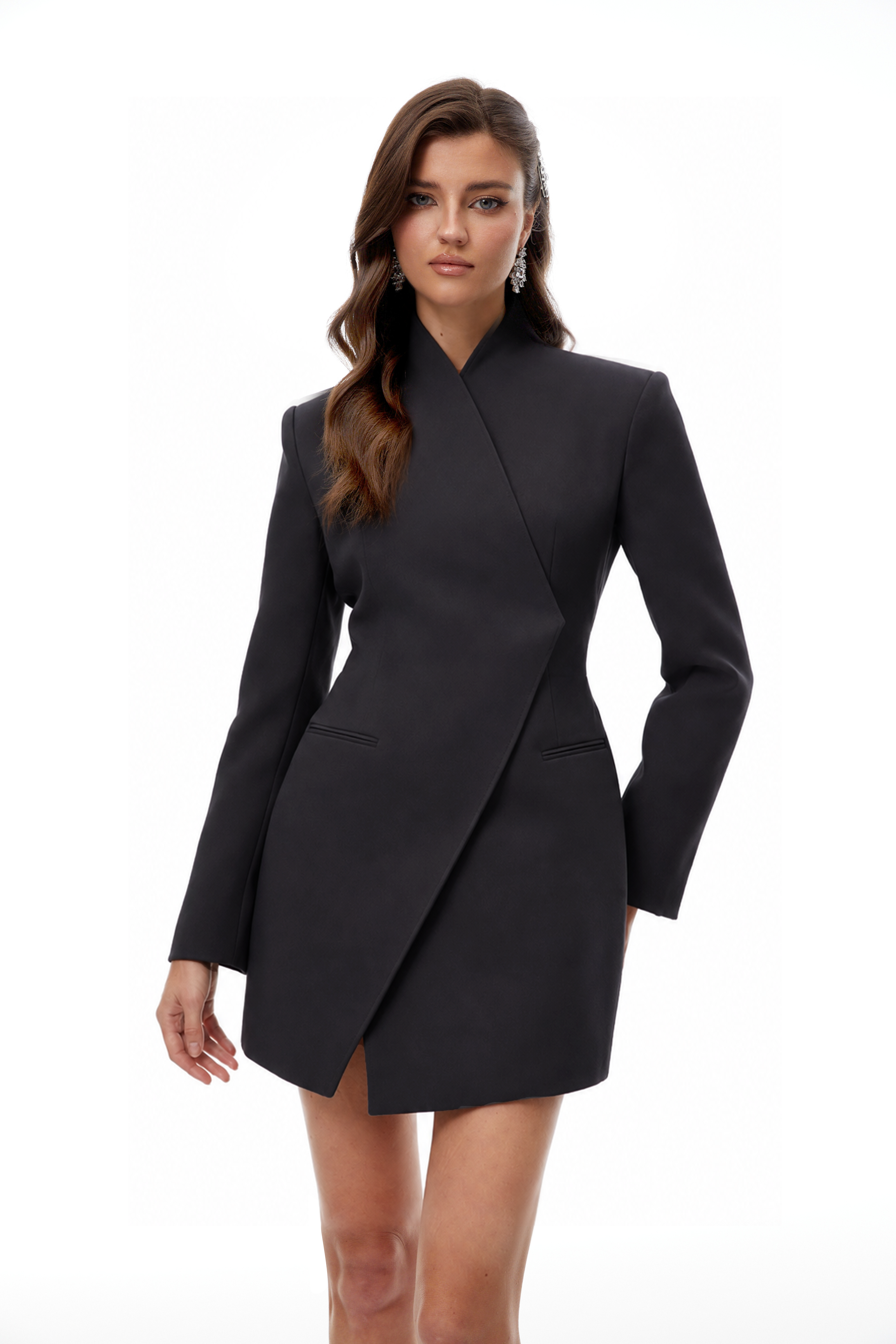 Marjorie Black Stand Collar Mini Blazer Dress