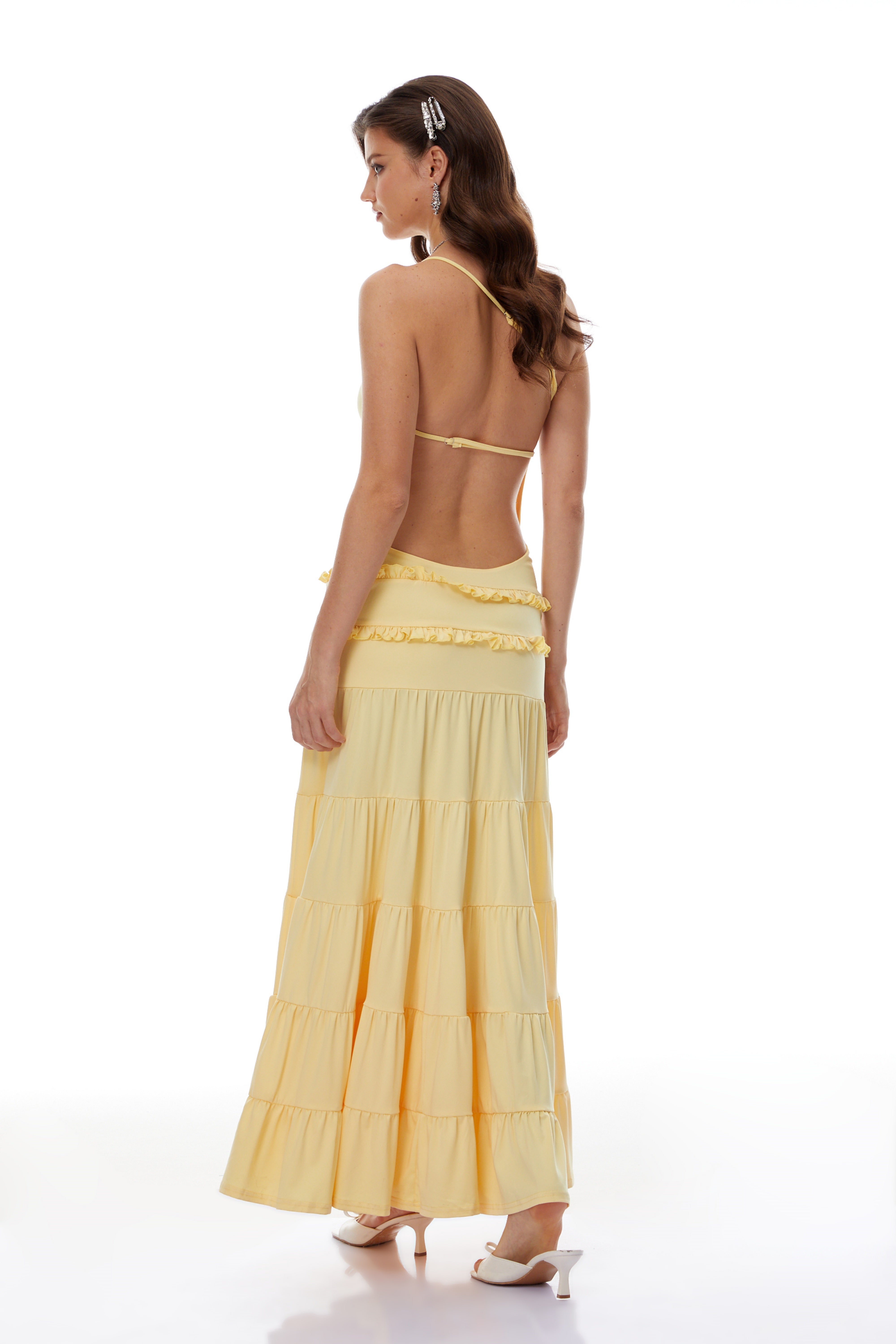 Martina Yellow One Shoulder Tiered Maxi Dress (Final Sale-US Only)